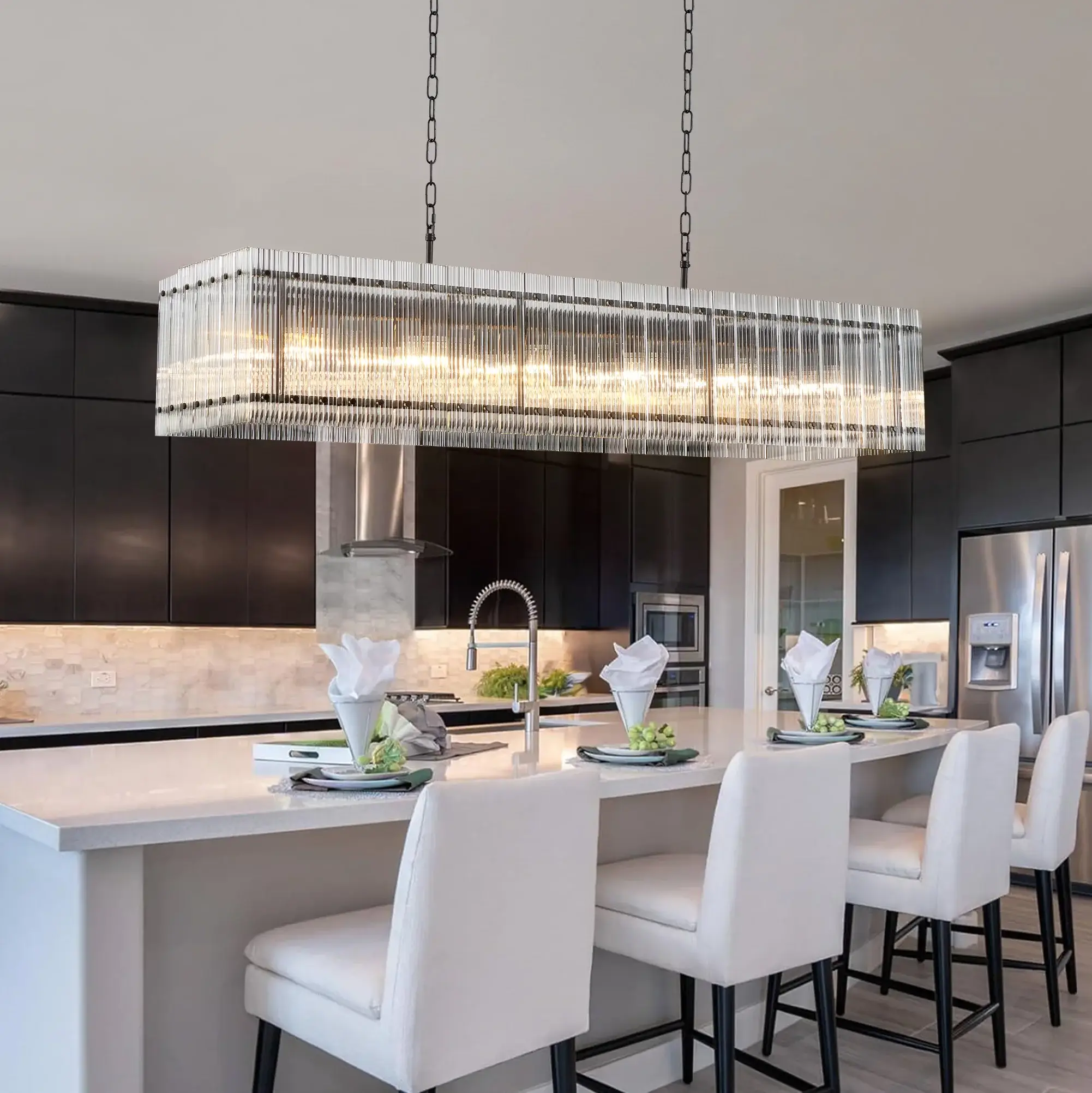 Rectangular Crystal Chandeliers