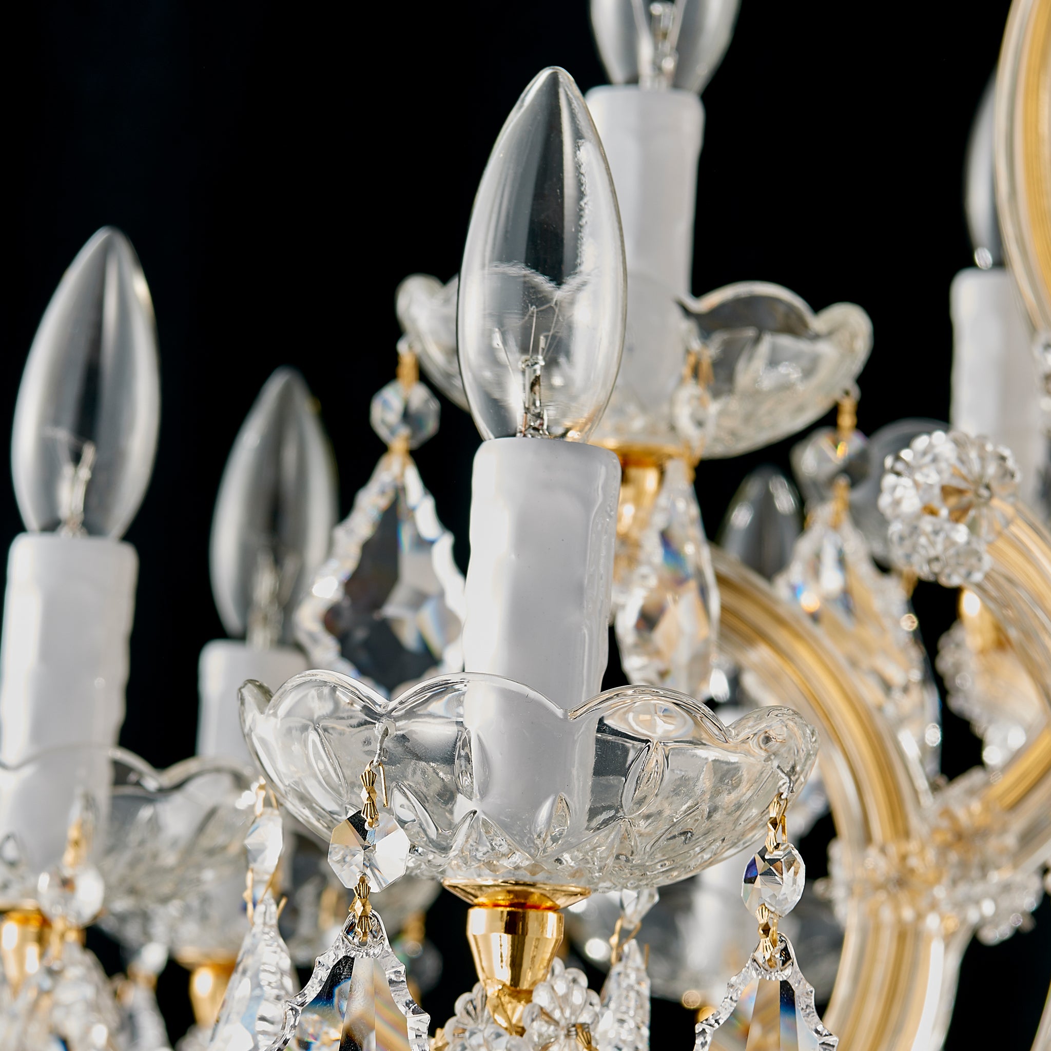 Maria Theresa Crystal Chandelier — 15-Light Gold K9 for High Ceilings