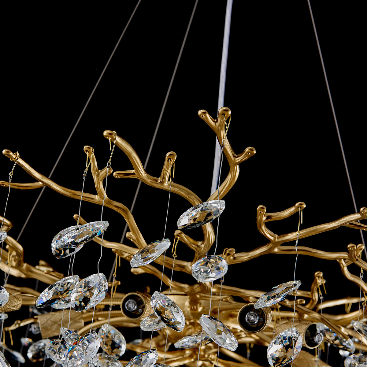 Rami Branch Chandelier, 10-Light Gold K9 Crystal, 31.5" Dia