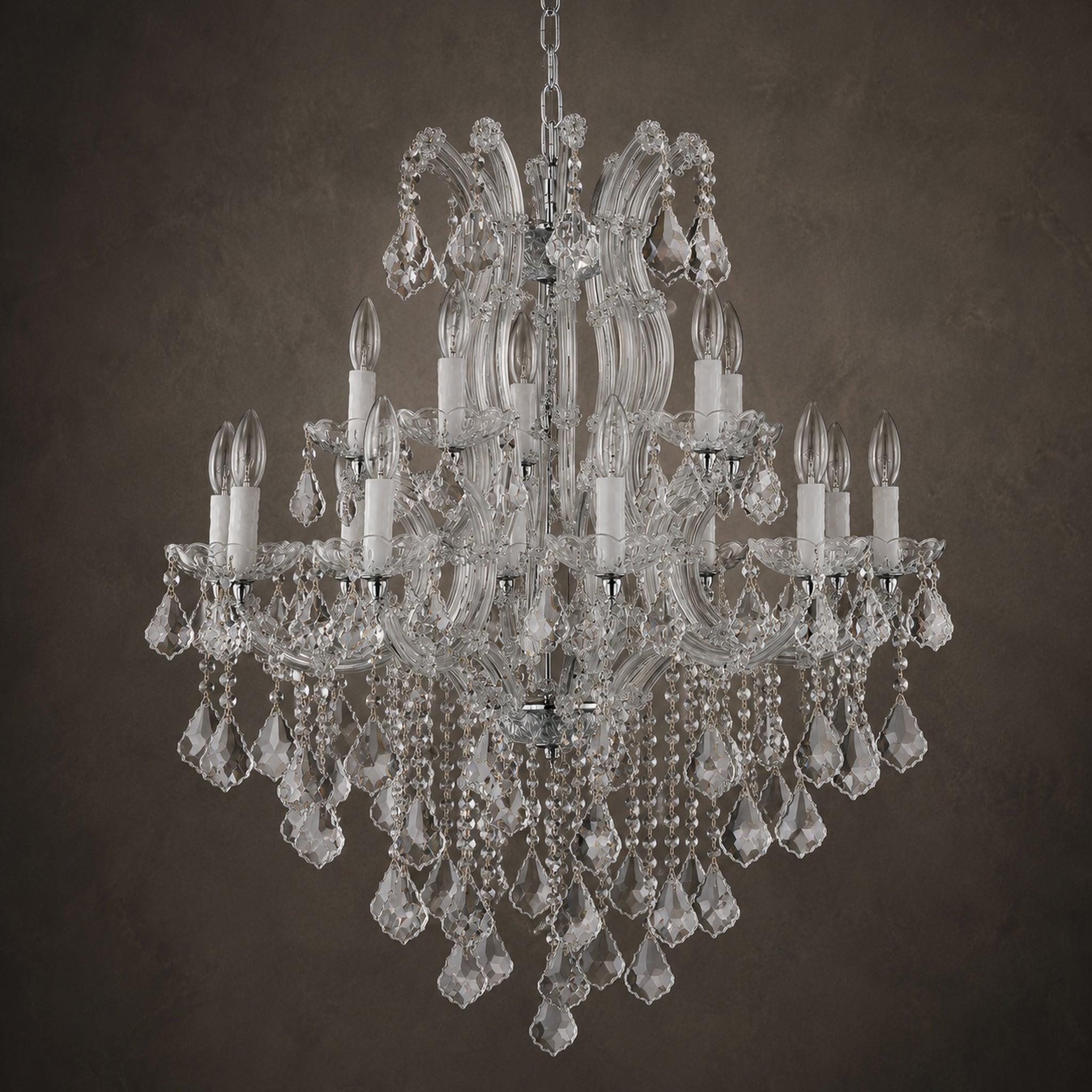 Maria Theresa Crystal Chandelier — 15-Light Gold K9 for High Ceilings