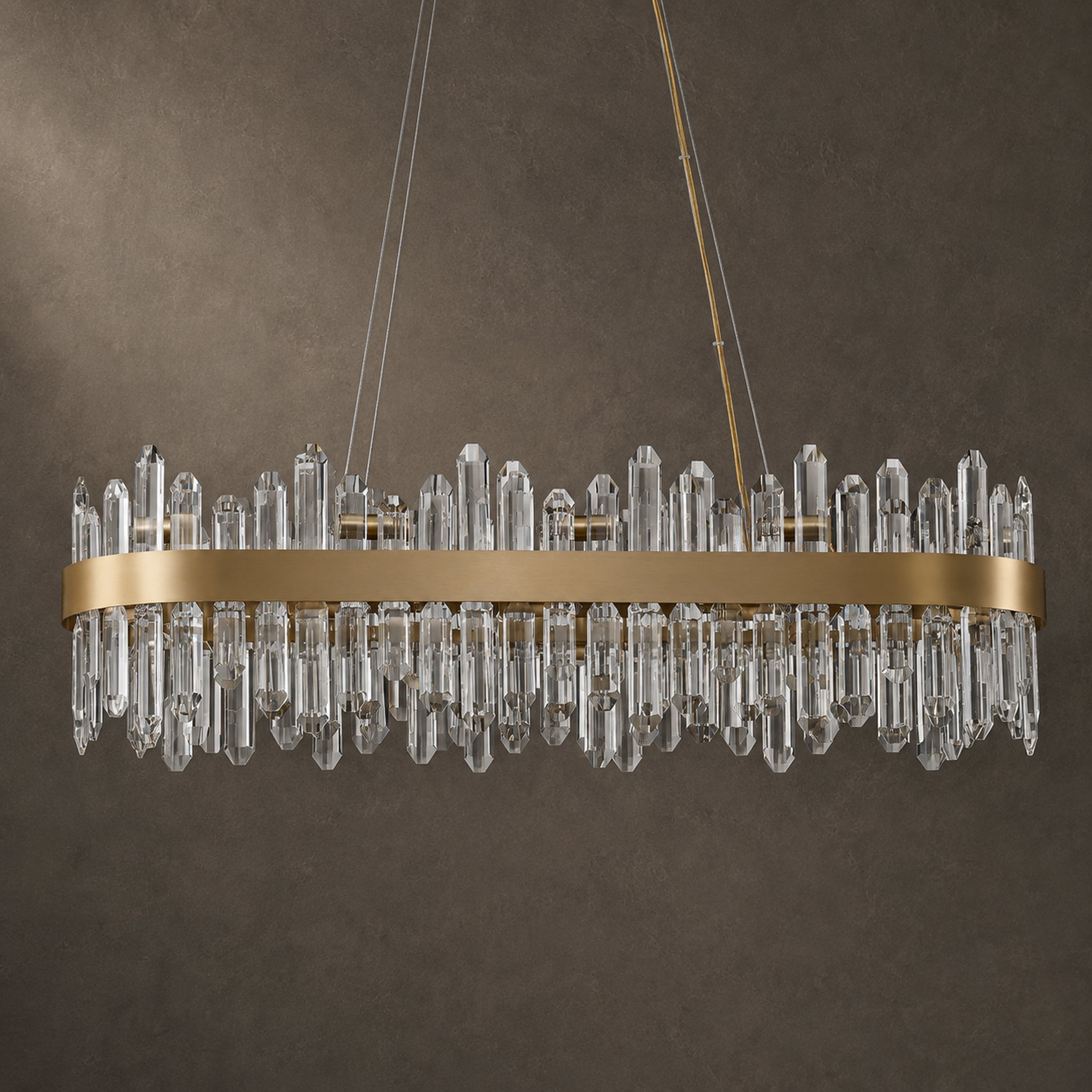 Oval Crystal Chandelier 35.4" — 20-Light Gold K9 for Dining Rooms