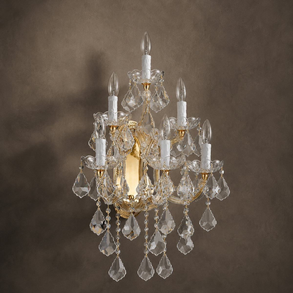 Maria Theresa Wall Sconce, 6-Light Gold K9 Crystal, 17" W