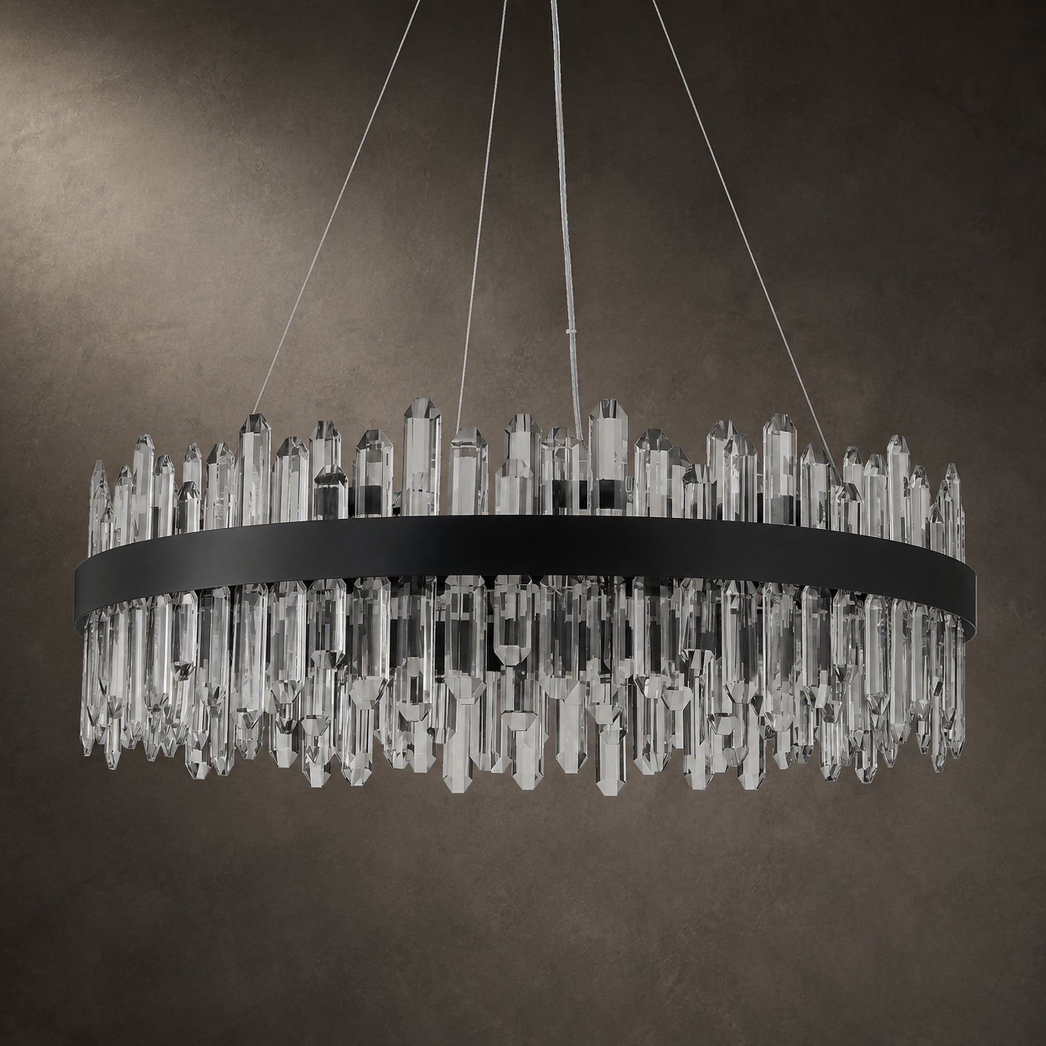 Modern Round Chandelier, D30 inch 24-Light 2-Tier K9 Crystal Pendant Ceiling Light Fixture for Dining Room, Living Room, Kitchen
