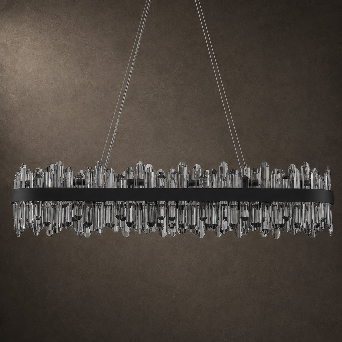 Oval Crystal Chandelier 45.3" — 24-Light Gold K9 Chandelier for Long Tables
