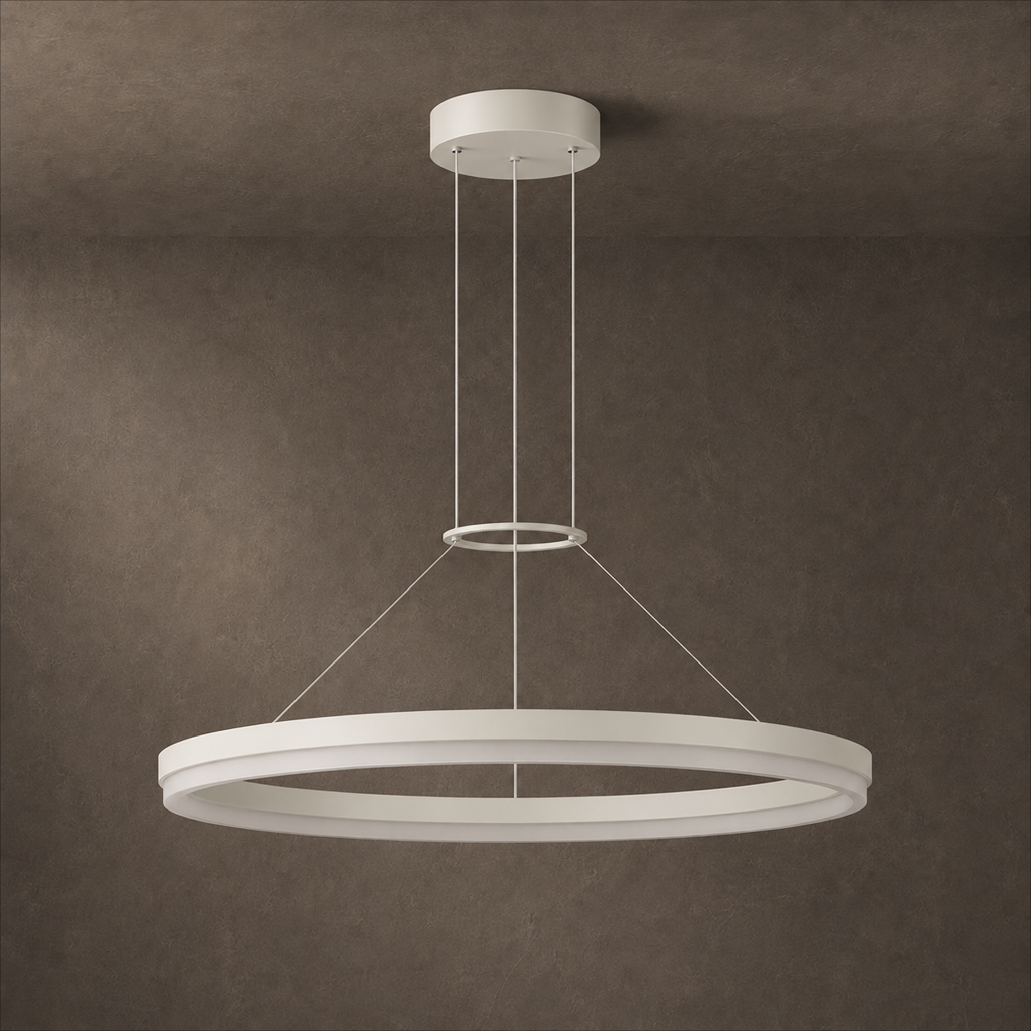 Calve Minimalist Ring Chandelier | Round LED Ceiling Light in Black or White for Bedroom & Dining