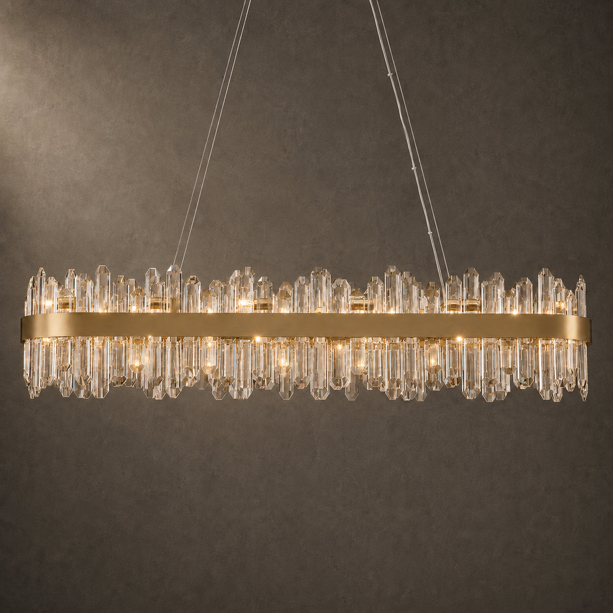 Oval Crystal Chandelier 45.3" — 24-Light Gold K9 Chandelier for Long Tables