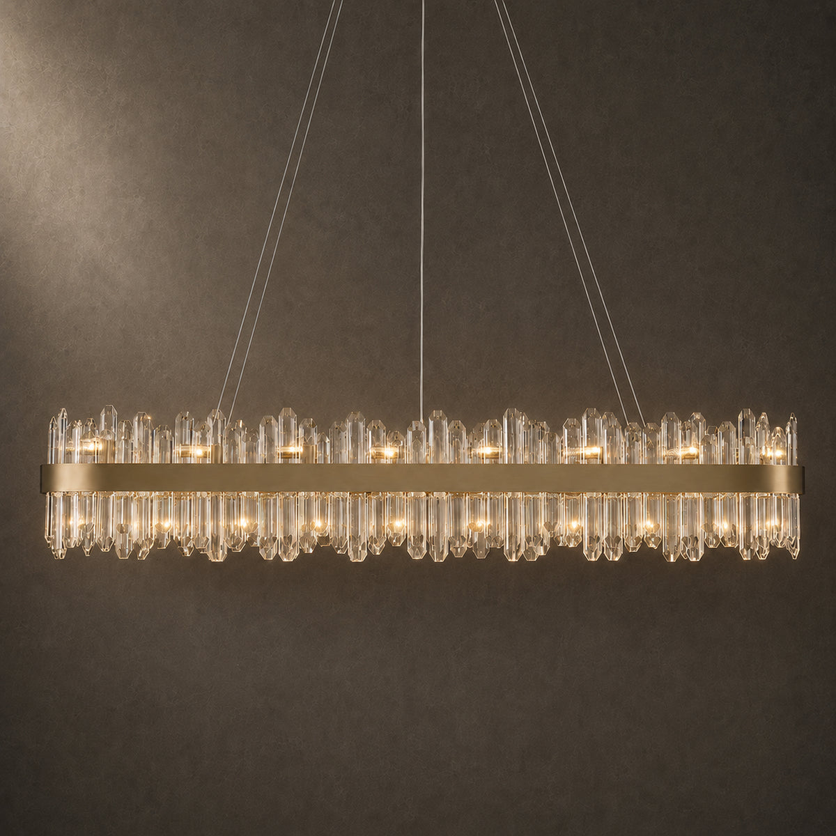 Rectangular Crystal Chandelier 57" — 32-Light Modern K9 Chandelier
