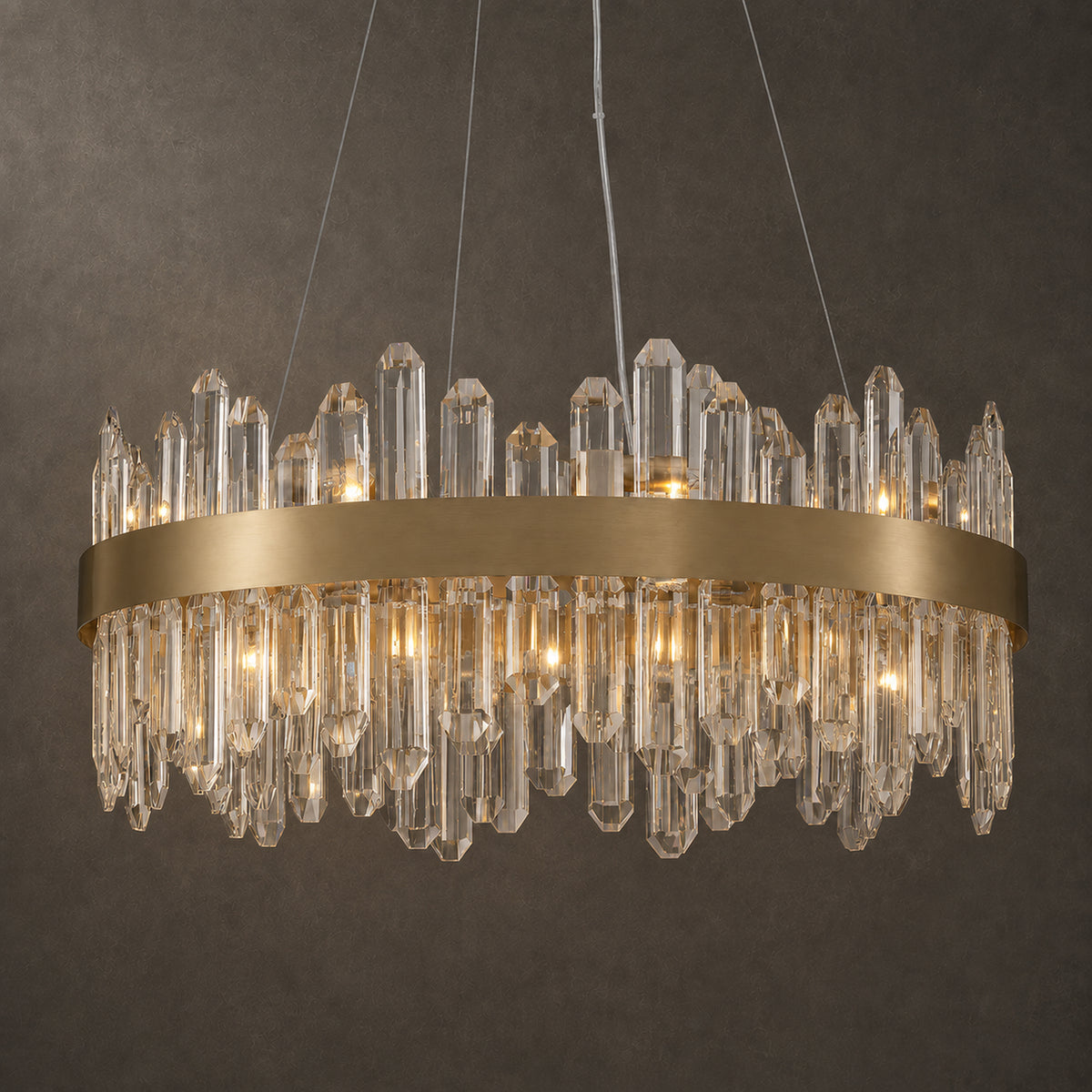 Round 2-Tier K9 Crystal Chandelier 23" — 16-Light Black Modern Chandelier