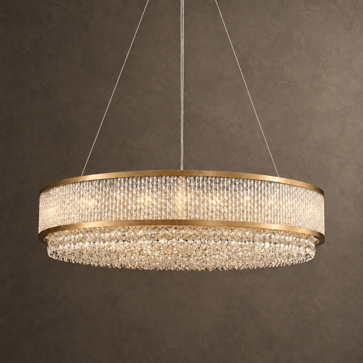 Cortina Chandelier, 2-Tier 14-Light Gold K9 Crystal, 32" Dia