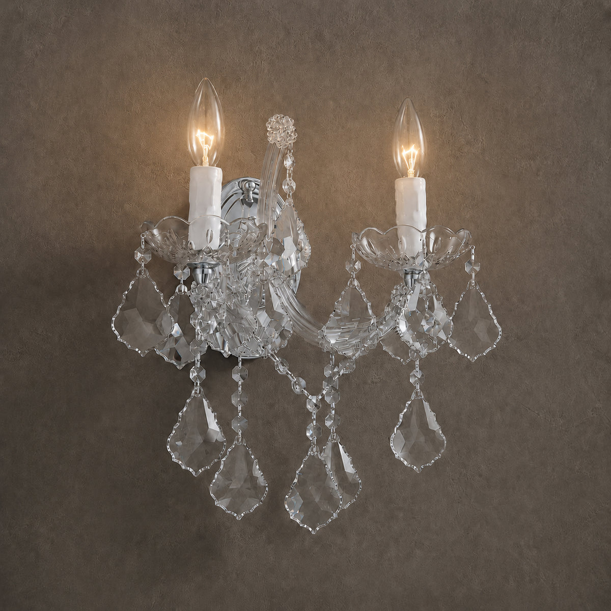Maria Theresa Wall Sconce, 2-Light Gold K9 Crystal, 13" W