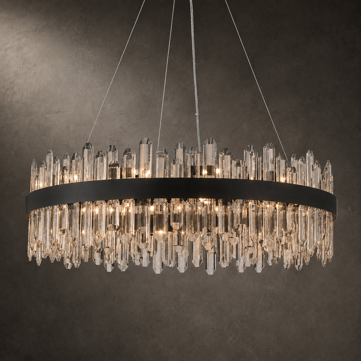 Modern Round Chandelier, D30 inch 24-Light 2-Tier K9 Crystal Pendant Ceiling Light Fixture for Dining Room, Living Room, Kitchen