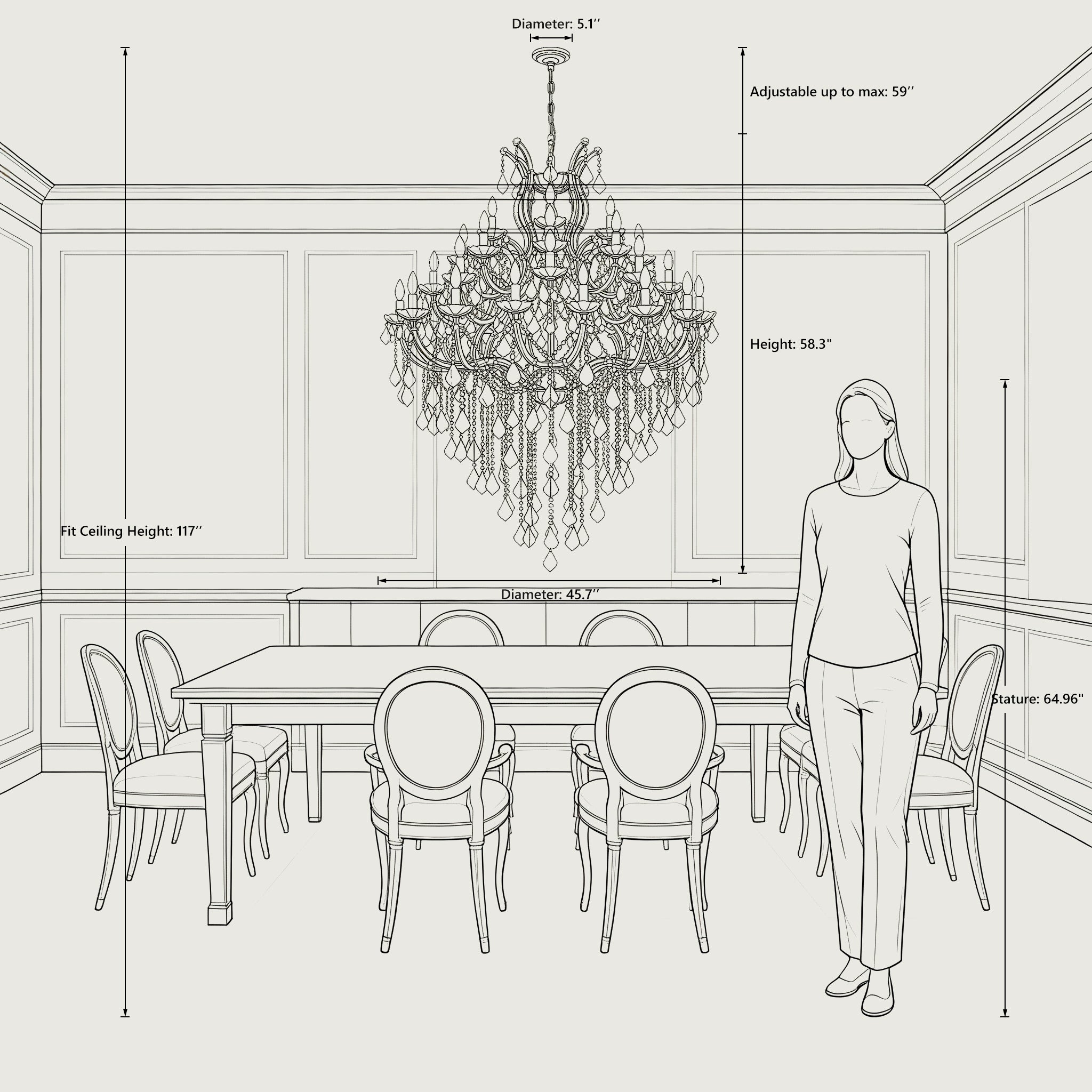 Maria Theresa Crystal Chandelier - 36 Light Sockets Large Pendant Light Fixture for High Ceiling Hotel Lobby Restaurant
