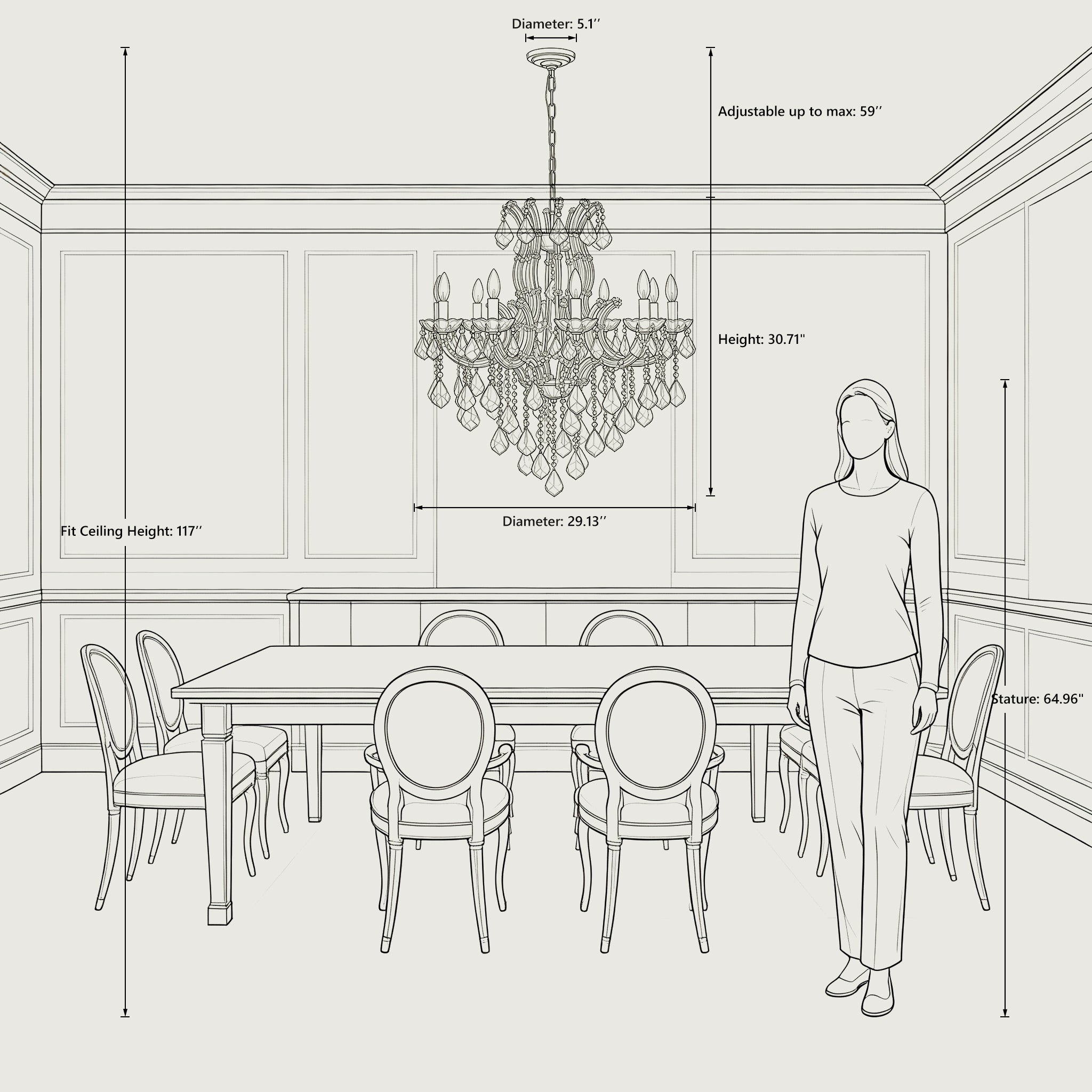 Maria Theresa Crystal Chandelier - 10 Lights Elegant Mini Pendant Light Fixture for Most Rooms
