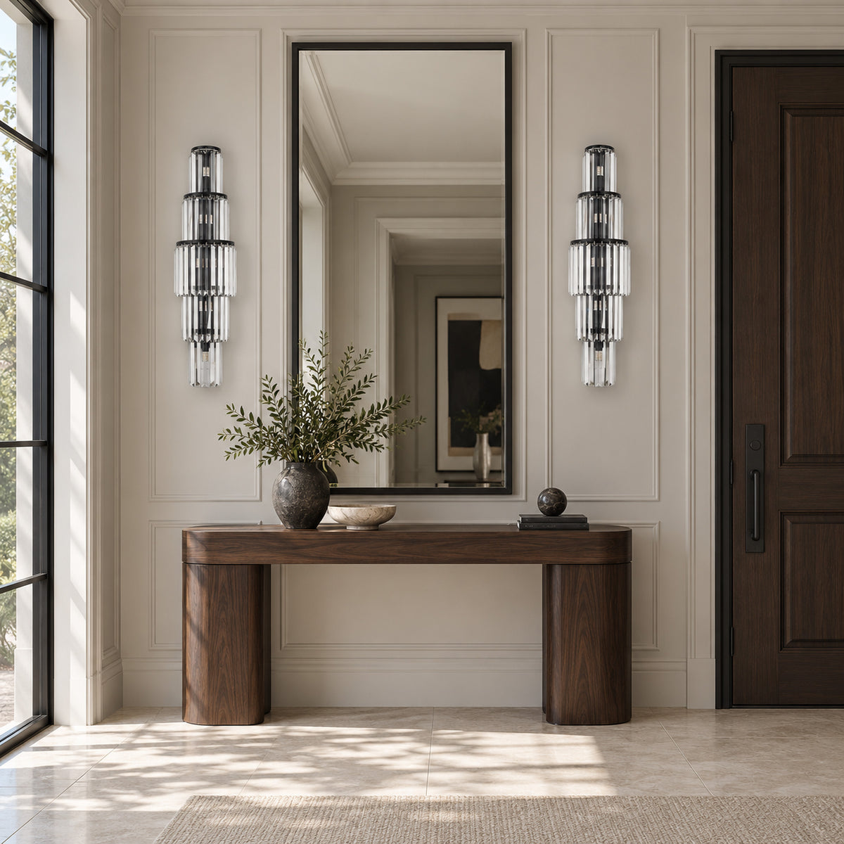 Stelo Vertical Wall Sconce, 5-Light Black K9 Crystal, 29.5" H