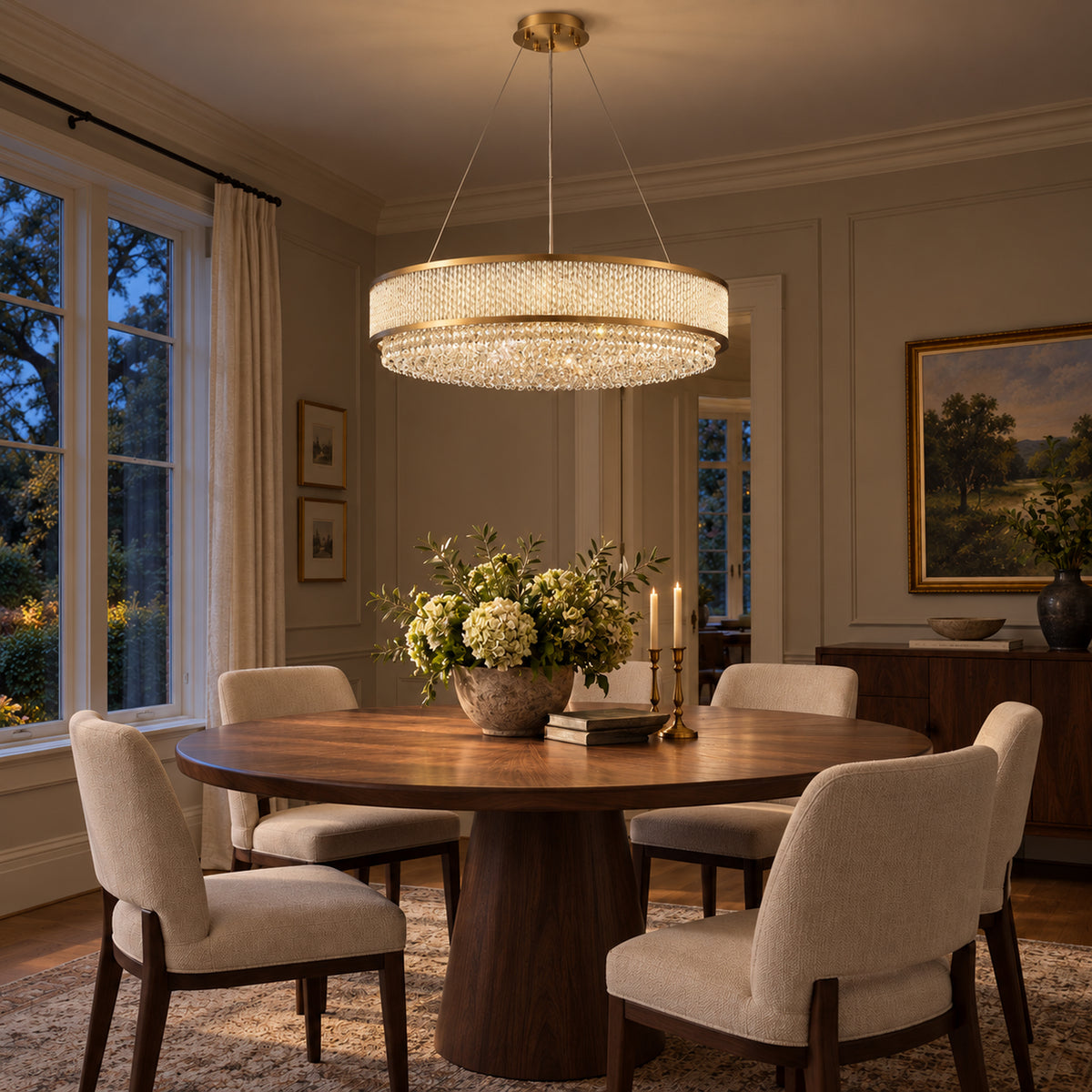 Cortina Chandelier, 2-Tier 14-Light Gold K9 Crystal, 32" Dia