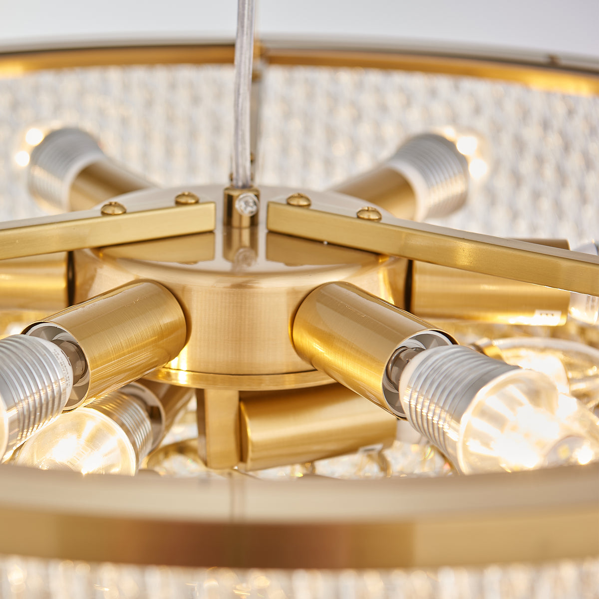Cortina Chandelier, 2-Tier 9-Light Gold K9 Crystal, 20" Dia
