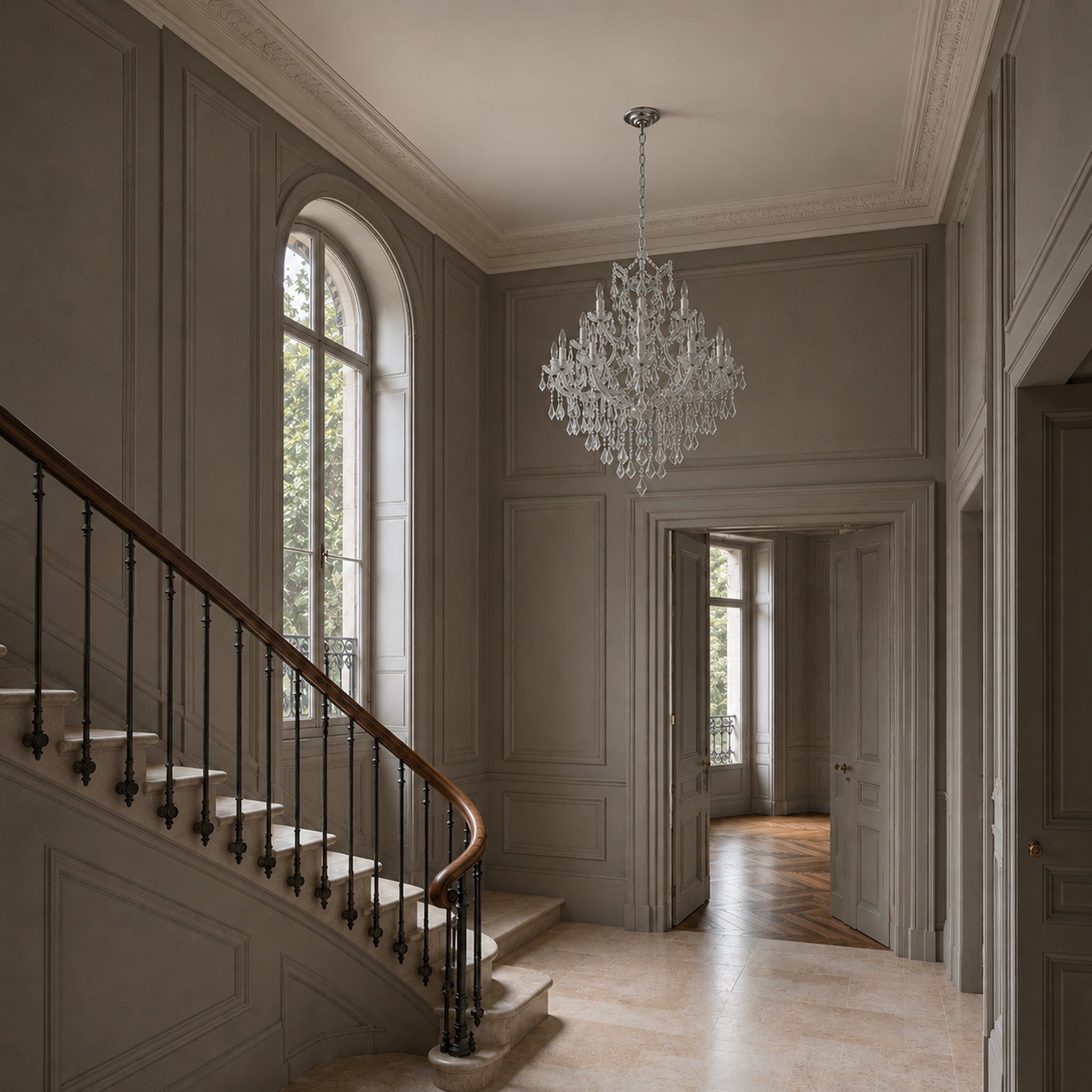 Maria Theresa Crystal Chandelier — 15-Light Gold K9 for High Ceilings