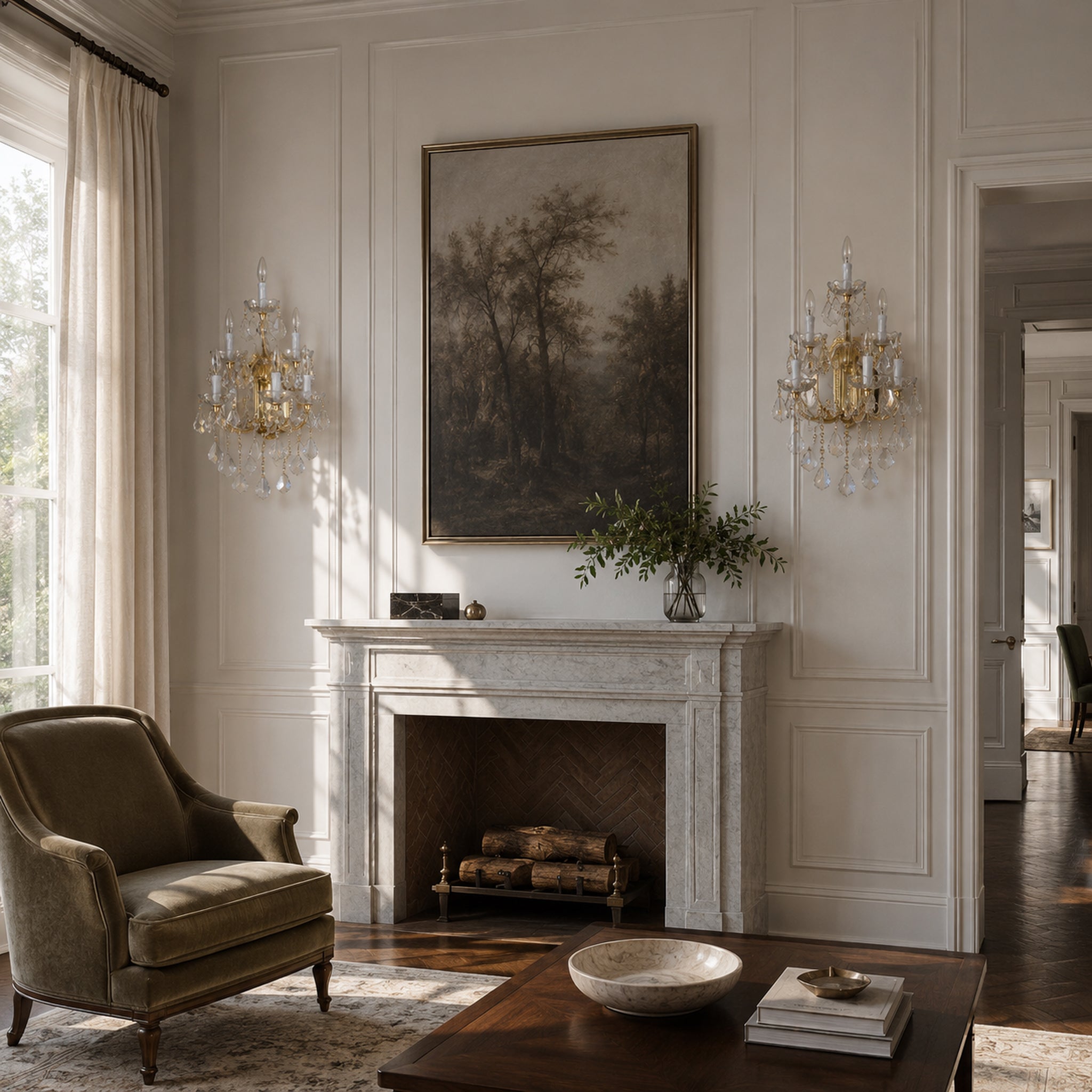 Maria Theresa Wall Sconce, 6-Light Gold K9 Crystal, 17" W