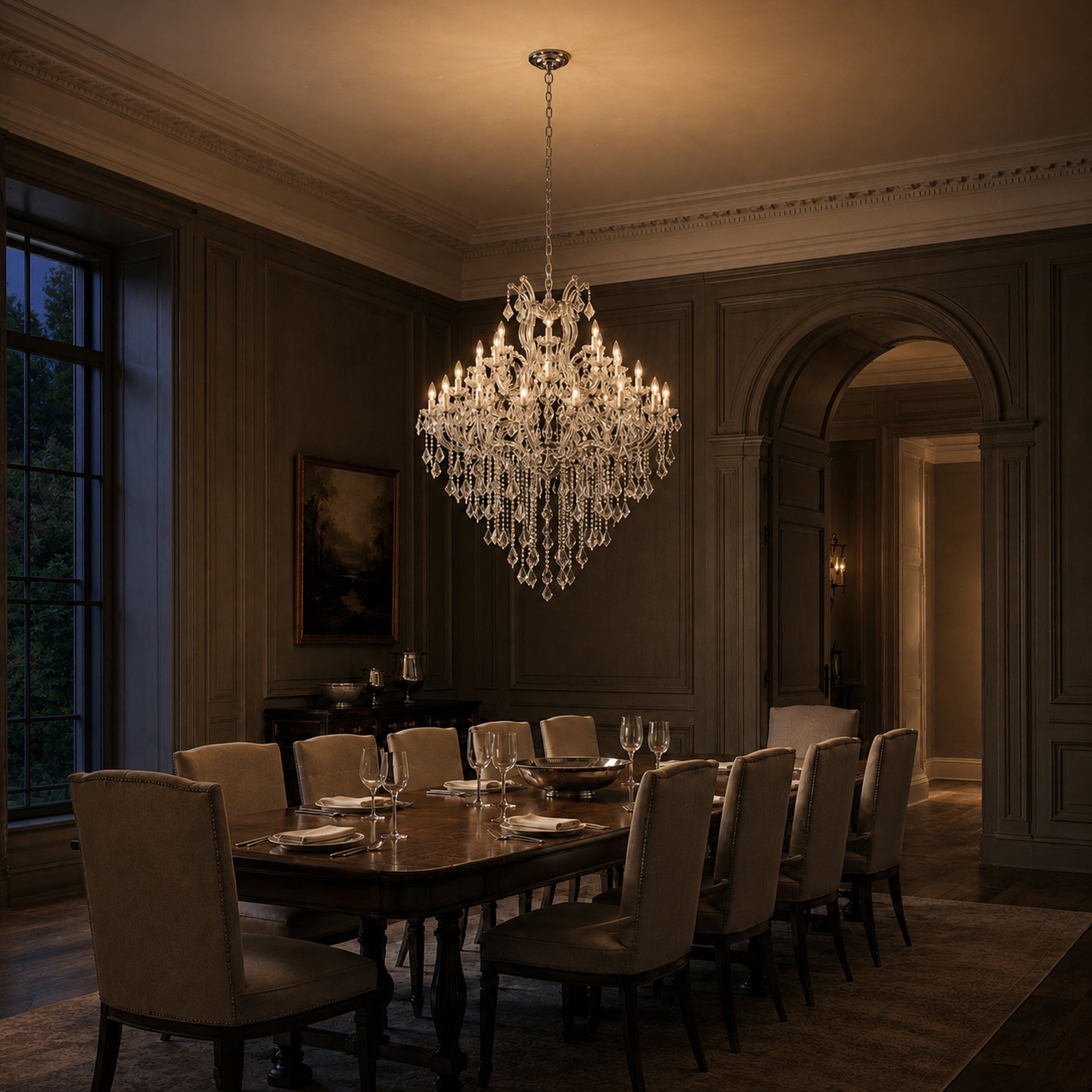 Maria Theresa Crystal Chandelier - 36 Light Sockets Large Pendant Light Fixture for High Ceiling Hotel Lobby Restaurant