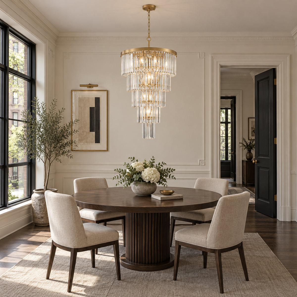 Cascata Chandelier, 5-Tier 14-Light Gold K9 Crystal, 24" Dia