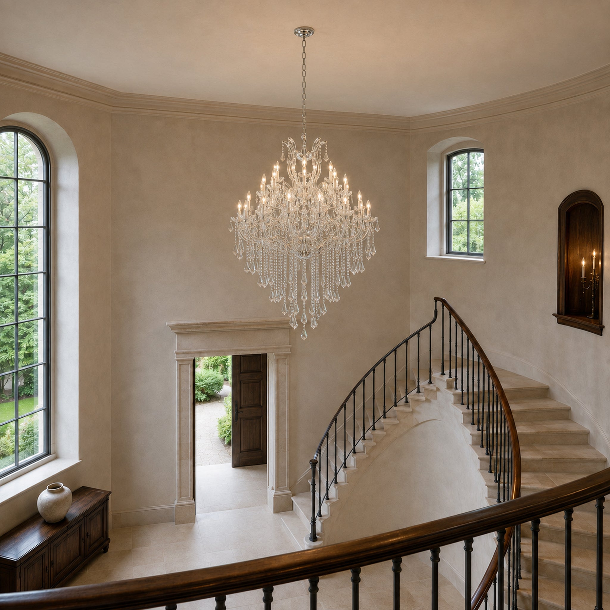 Maria Theresa Crystal Chandelier - 36 Light Sockets Large Pendant Light Fixture for High Ceiling Hotel Lobby Restaurant