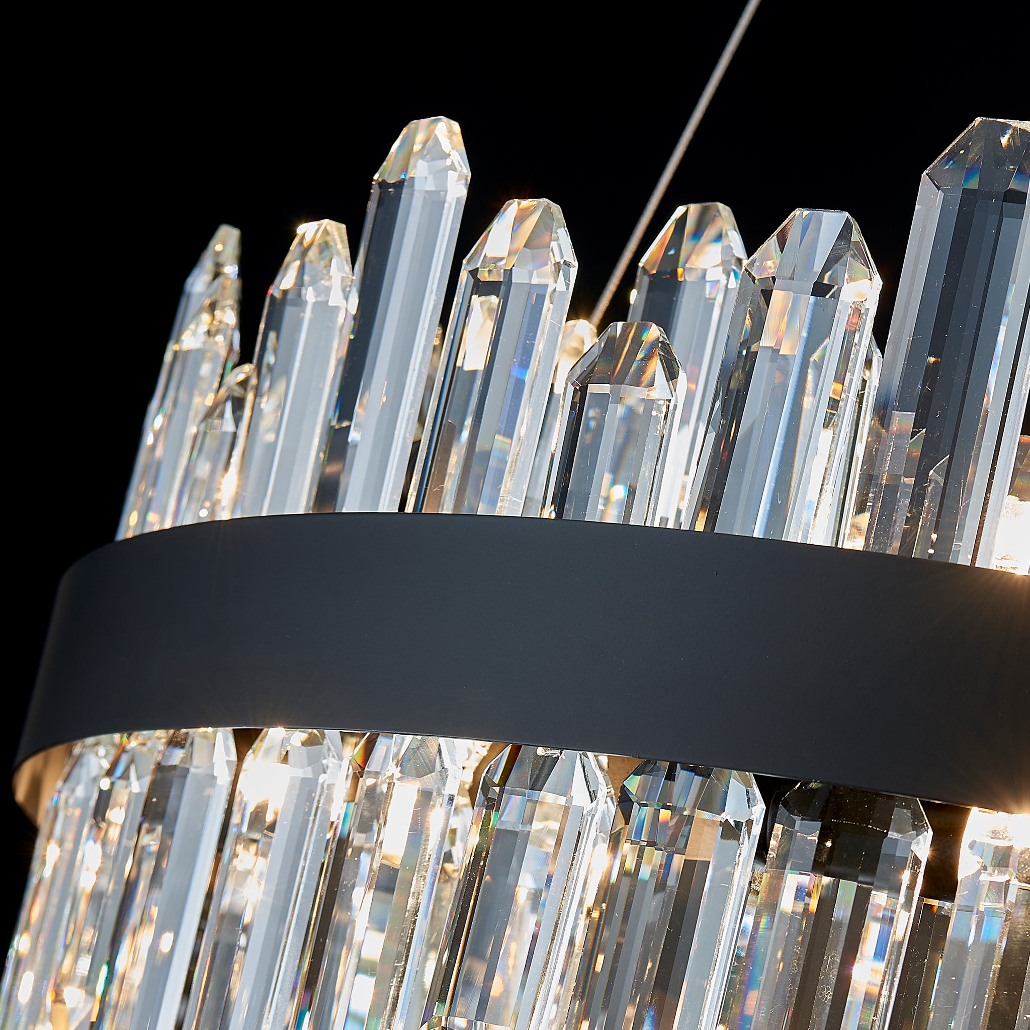 Round 2-Tier K9 Crystal Chandelier 23" — 16-Light Gold Modern Chandelier