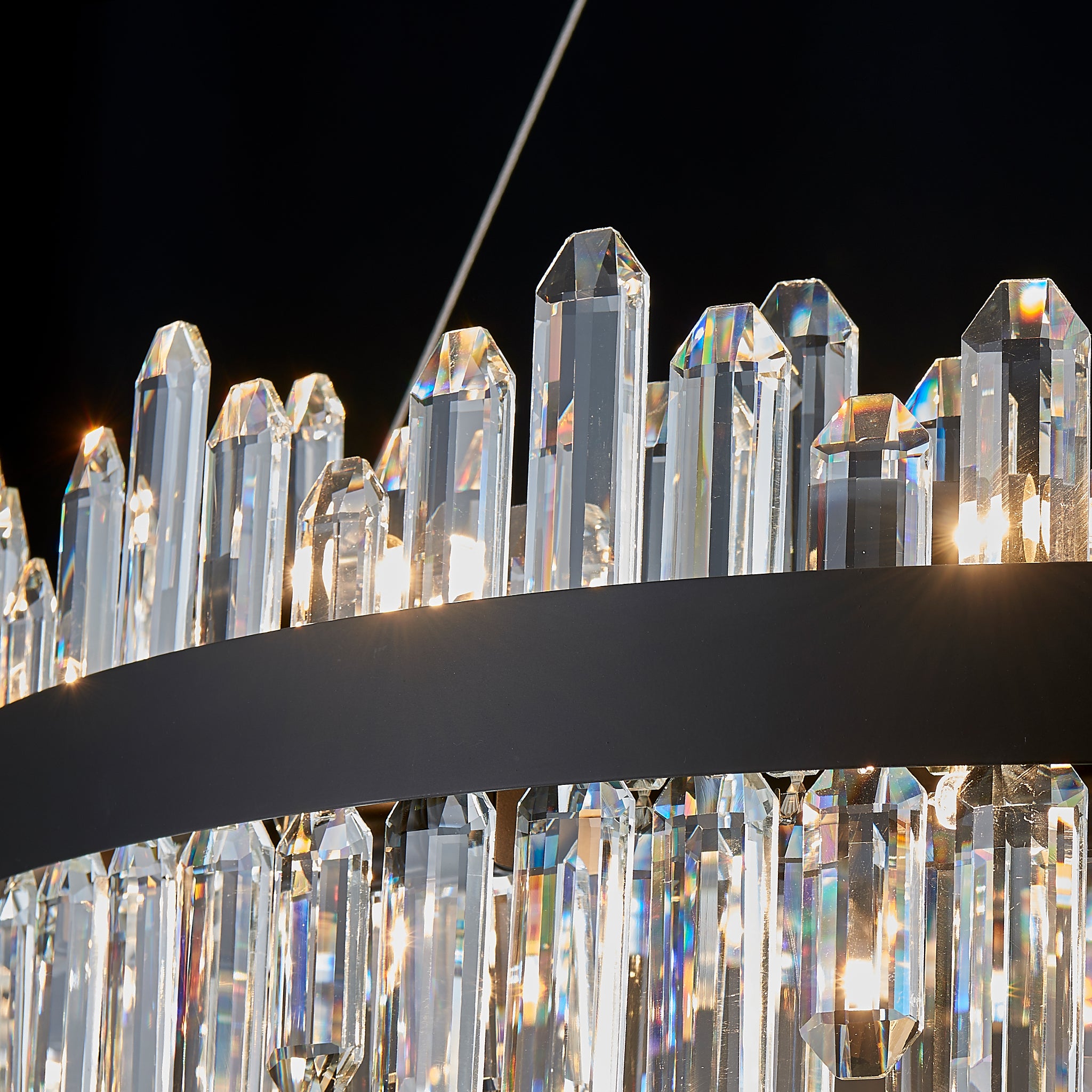 Modern Round Chandelier, D30 inch 24-Light 2-Tier K9 Crystal Pendant Ceiling Light Fixture for Dining Room, Living Room, Kitchen