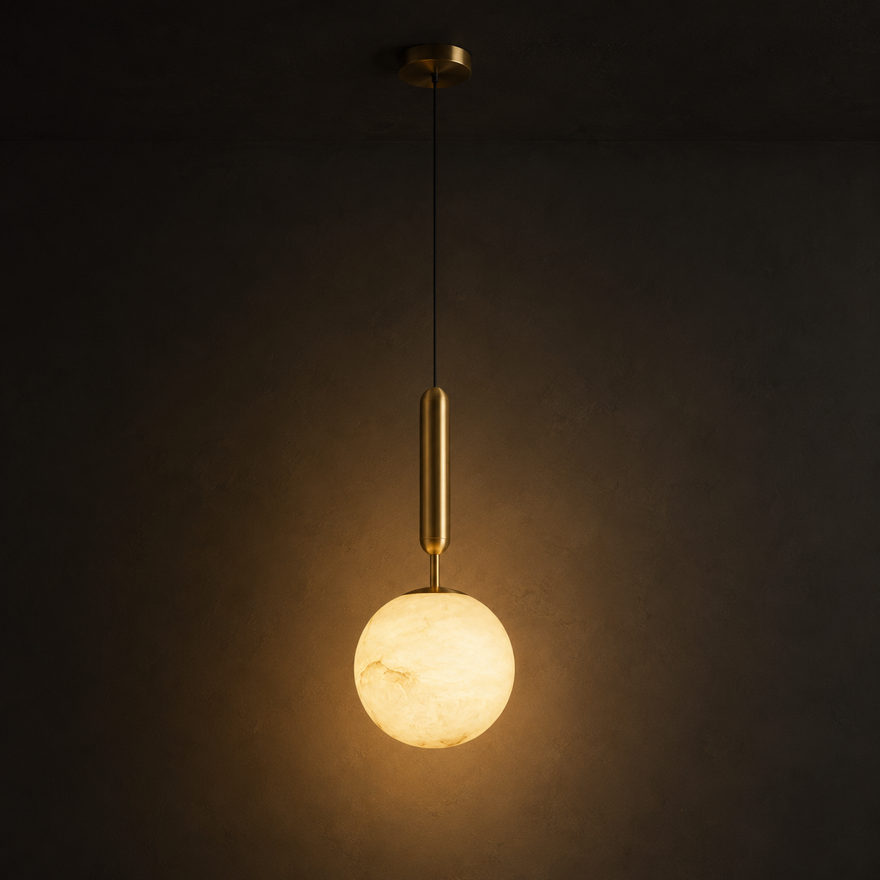 Bosso Alabaster Pendant Light — Natural Spanish Alabaster & Brass Mini Pendant, 4.7" or 5.9", G9 Socket, Kitchen Island & Bedside