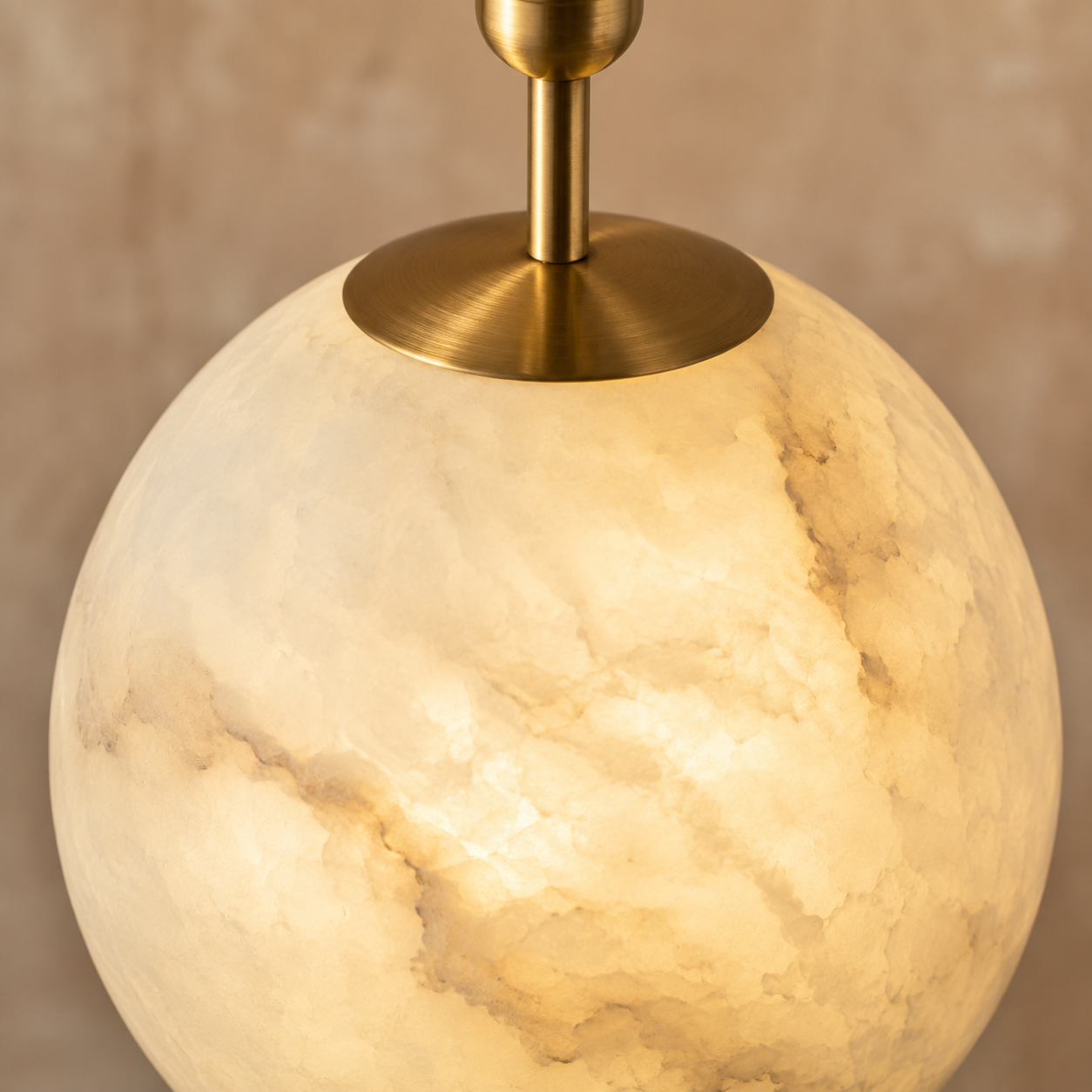 Bosso Alabaster Pendant Light — Natural Spanish Alabaster & Brass Mini Pendant, 4.7" or 5.9", G9 Socket, Kitchen Island & Bedside