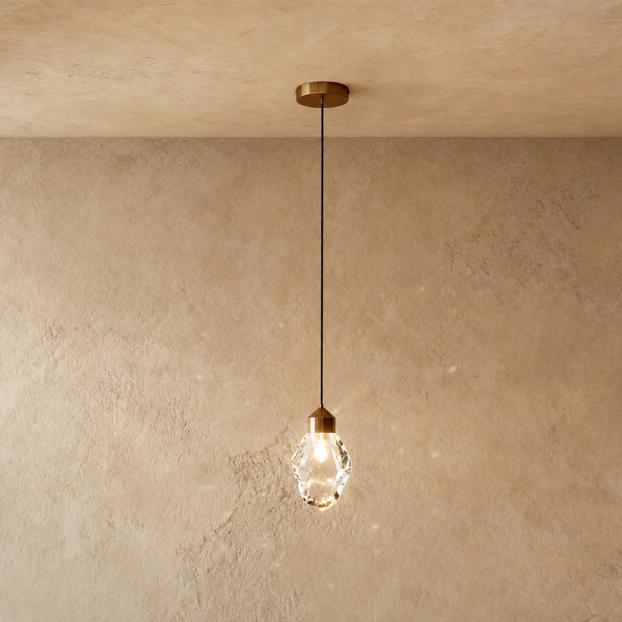 Cristal Mini Crystal Pendant Light | Gold Faceted Hanging Light for Kitchen Island & Dining