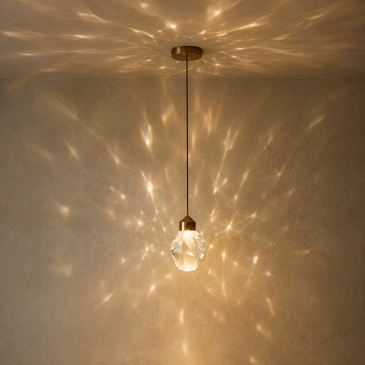 Cristal Mini Crystal Pendant Light | Gold Faceted Hanging Light for Kitchen Island & Dining