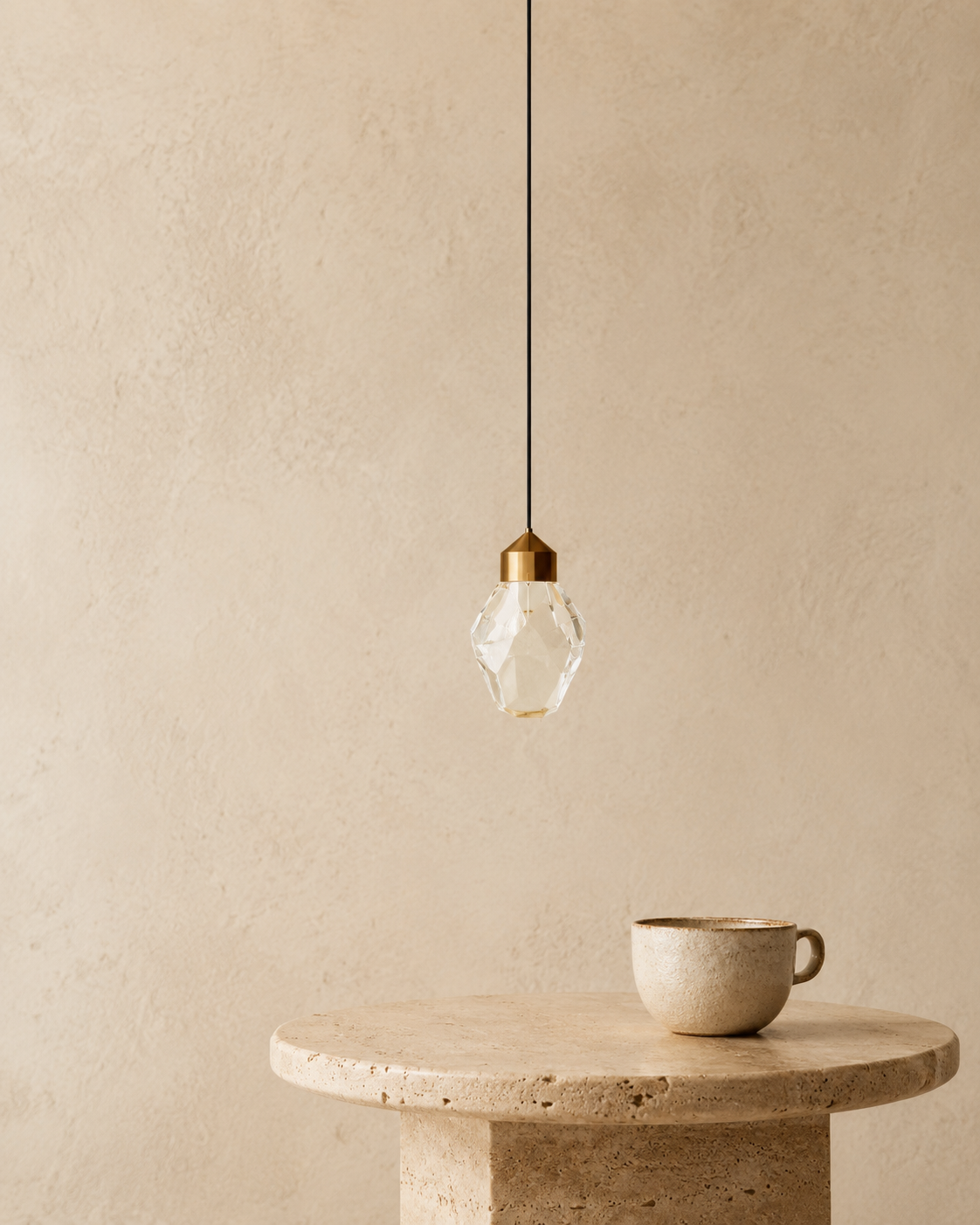 Cristal Mini Crystal Pendant Light | Gold Faceted Hanging Light for Kitchen Island & Dining