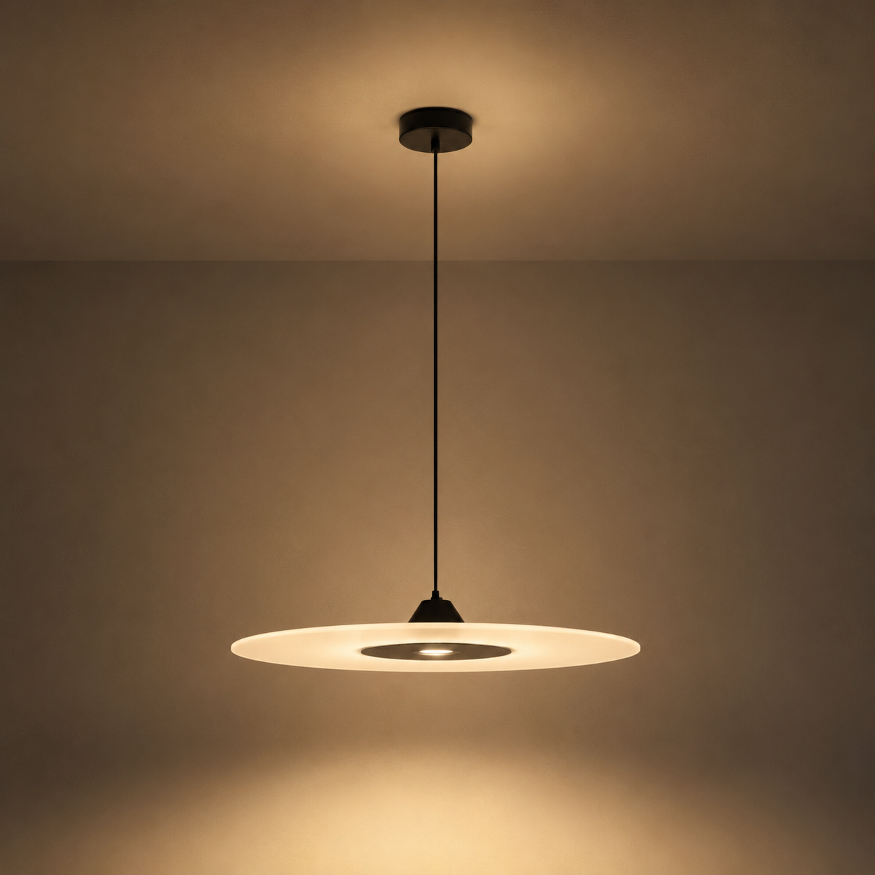 Diskos Frosted Acrylic Disc Pendant Light | Minimalist Round LED Pendant for Dining & Kitchen Island