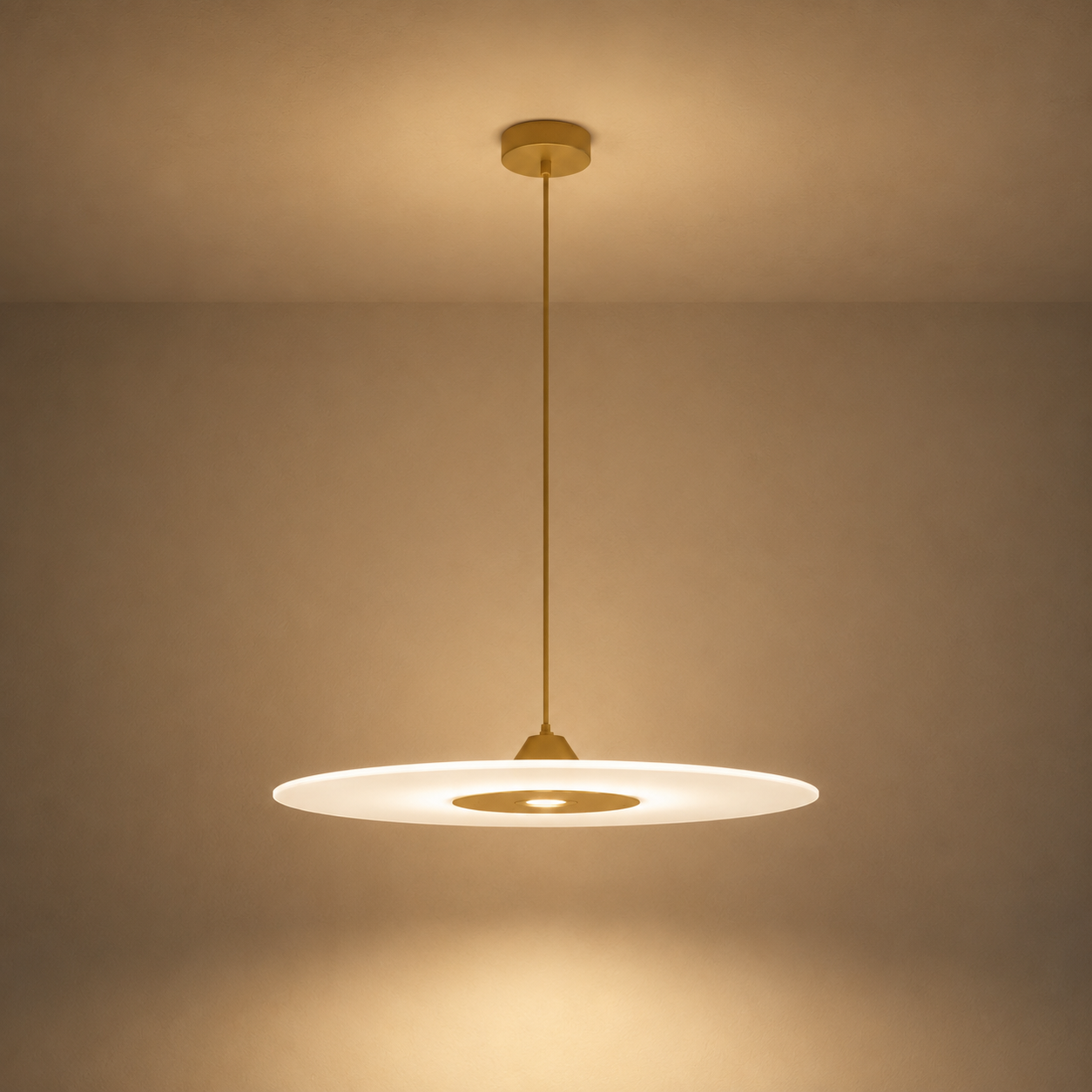 Diskos Frosted Acrylic Disc Pendant Light | Minimalist Round LED Pendant for Dining & Kitchen Island