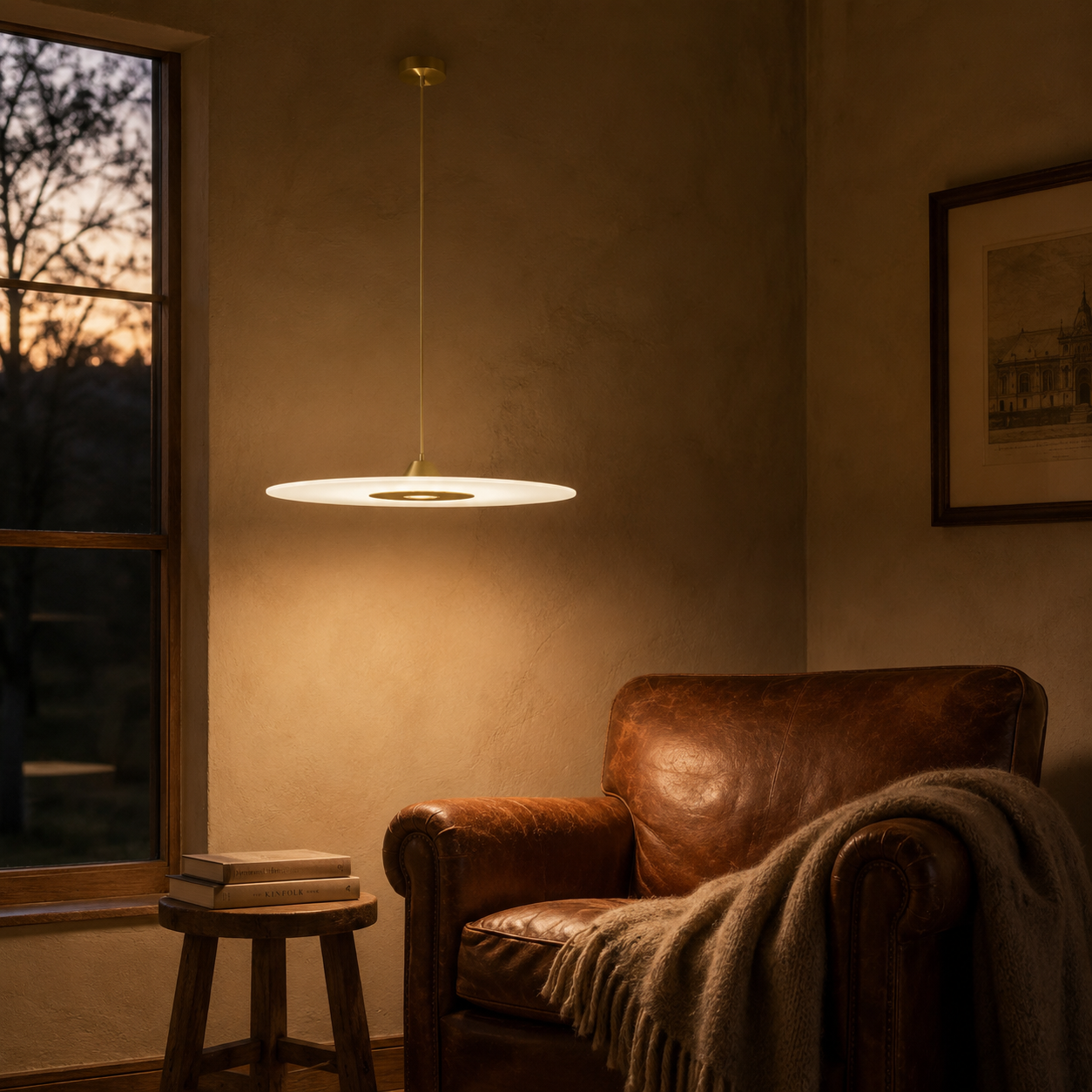 Diskos Frosted Acrylic Disc Pendant Light | Minimalist Round LED Pendant for Dining & Kitchen Island