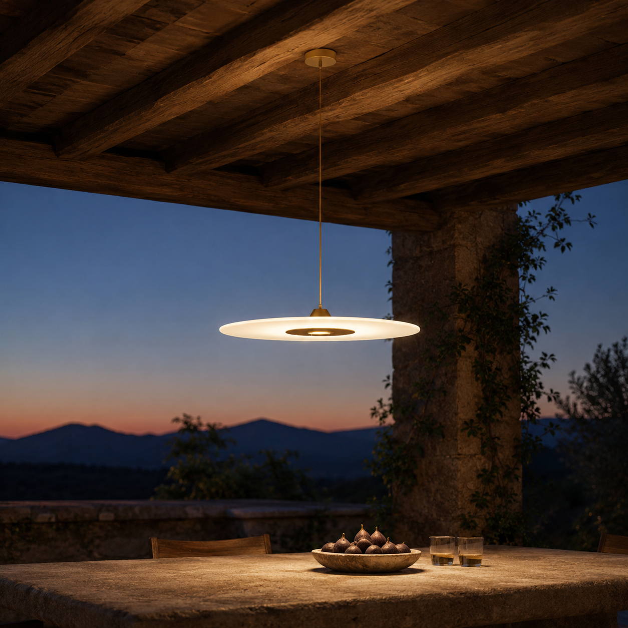 Diskos Frosted Acrylic Disc Pendant Light | Minimalist Round LED Pendant for Dining & Kitchen Island