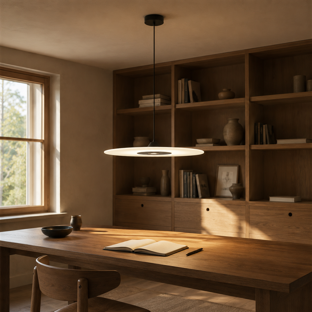 Diskos Frosted Acrylic Disc Pendant Light | Minimalist Round LED Pendant for Dining & Kitchen Island