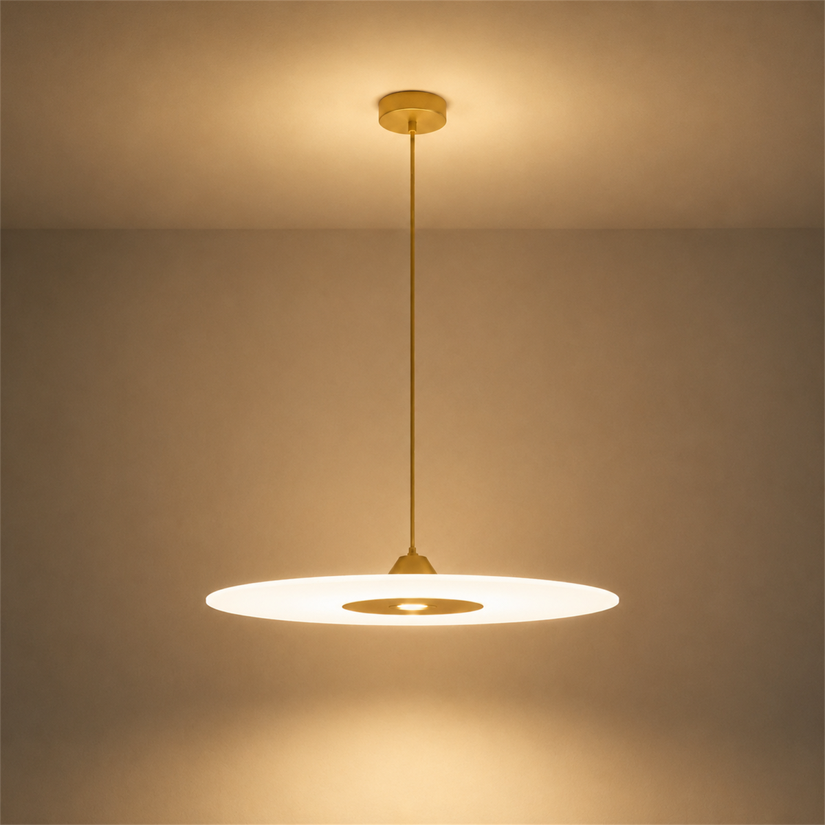 Diskos Frosted Acrylic Disc Pendant Light | Minimalist Round LED Pendant for Dining & Kitchen Island