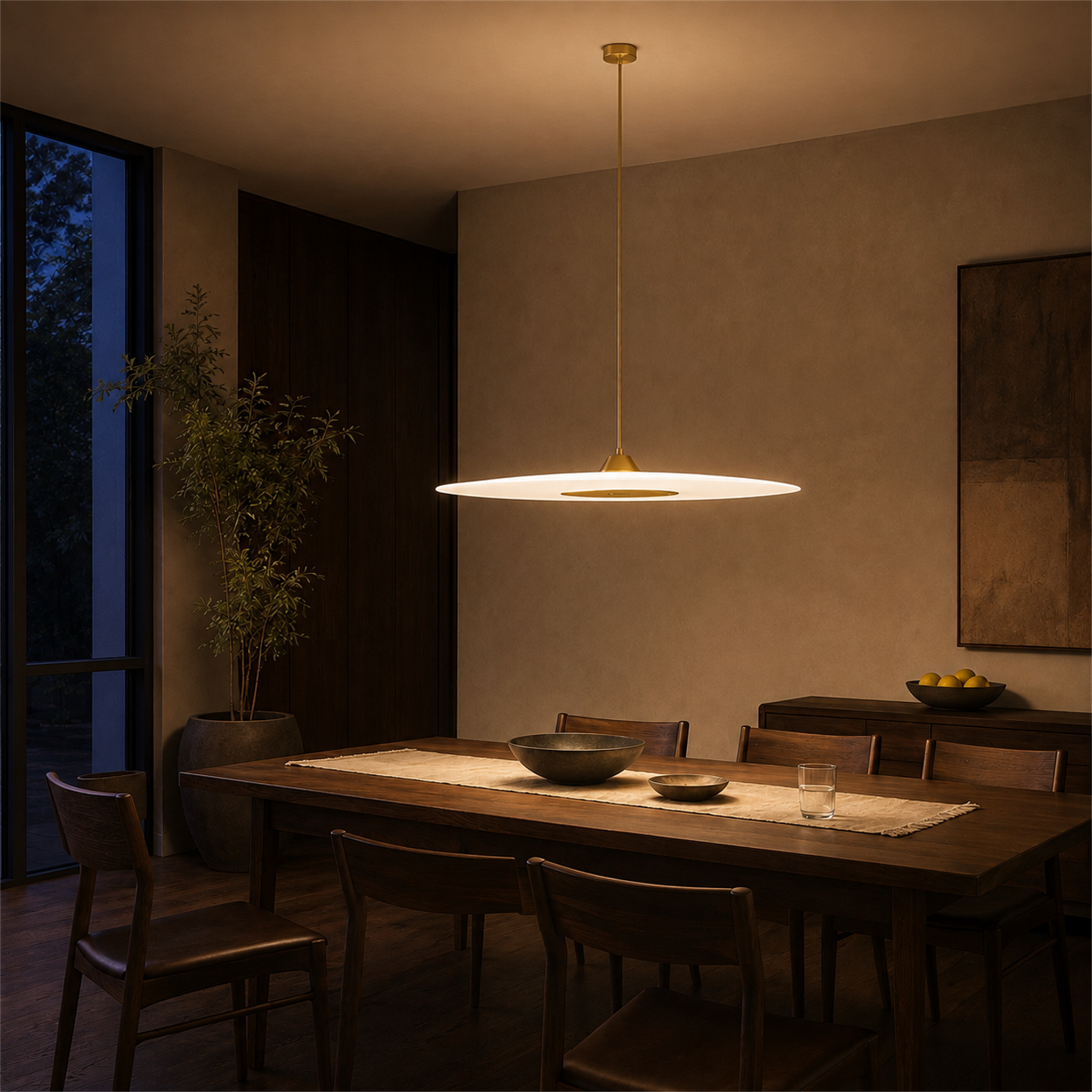 Diskos Frosted Acrylic Disc Pendant Light | Minimalist Round LED Pendant for Dining & Kitchen Island