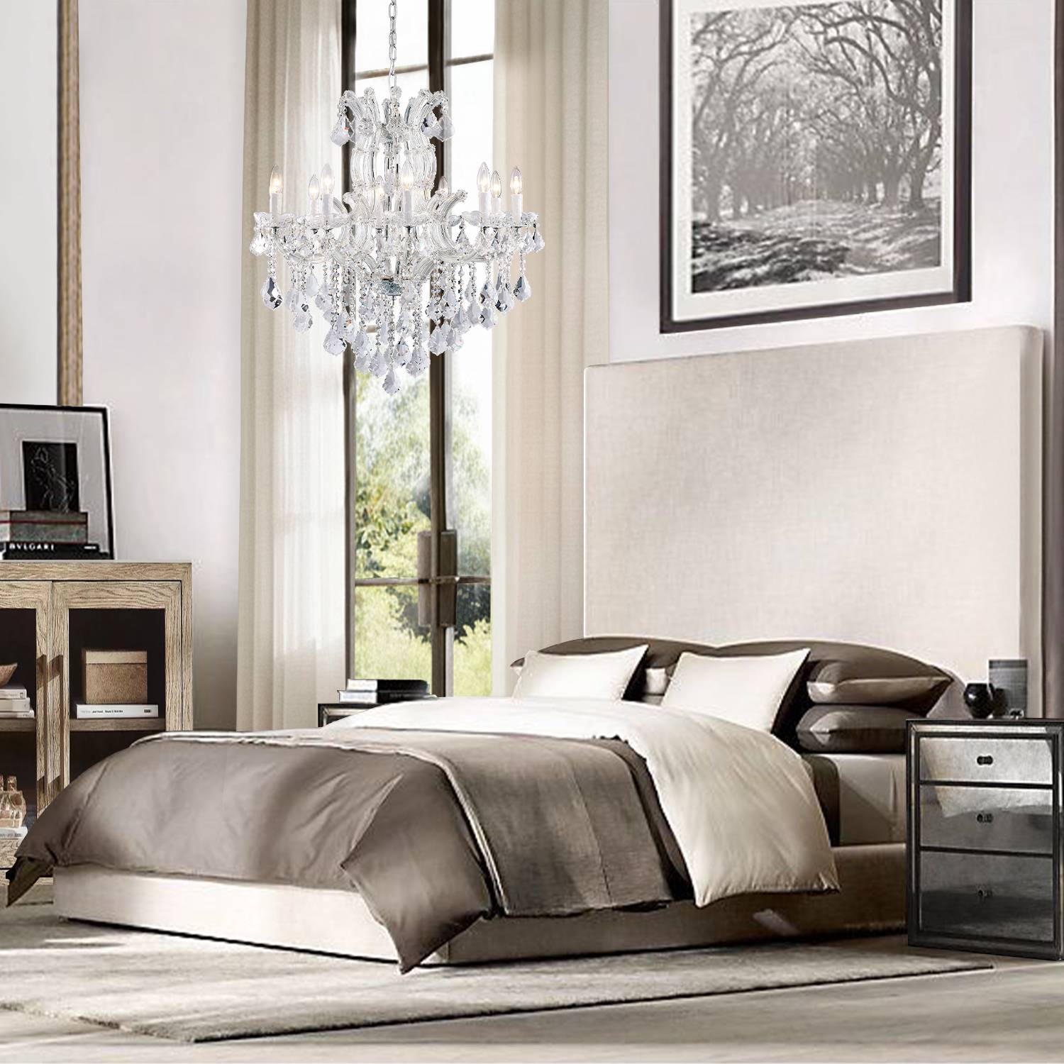 Maria Theresa crystal chandelier in bedroom interior