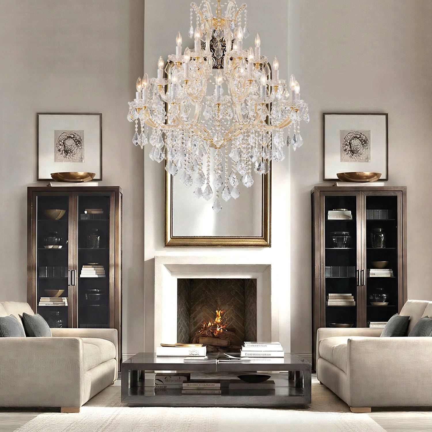 Maria Theresa 24-light chandelier in luxury living room