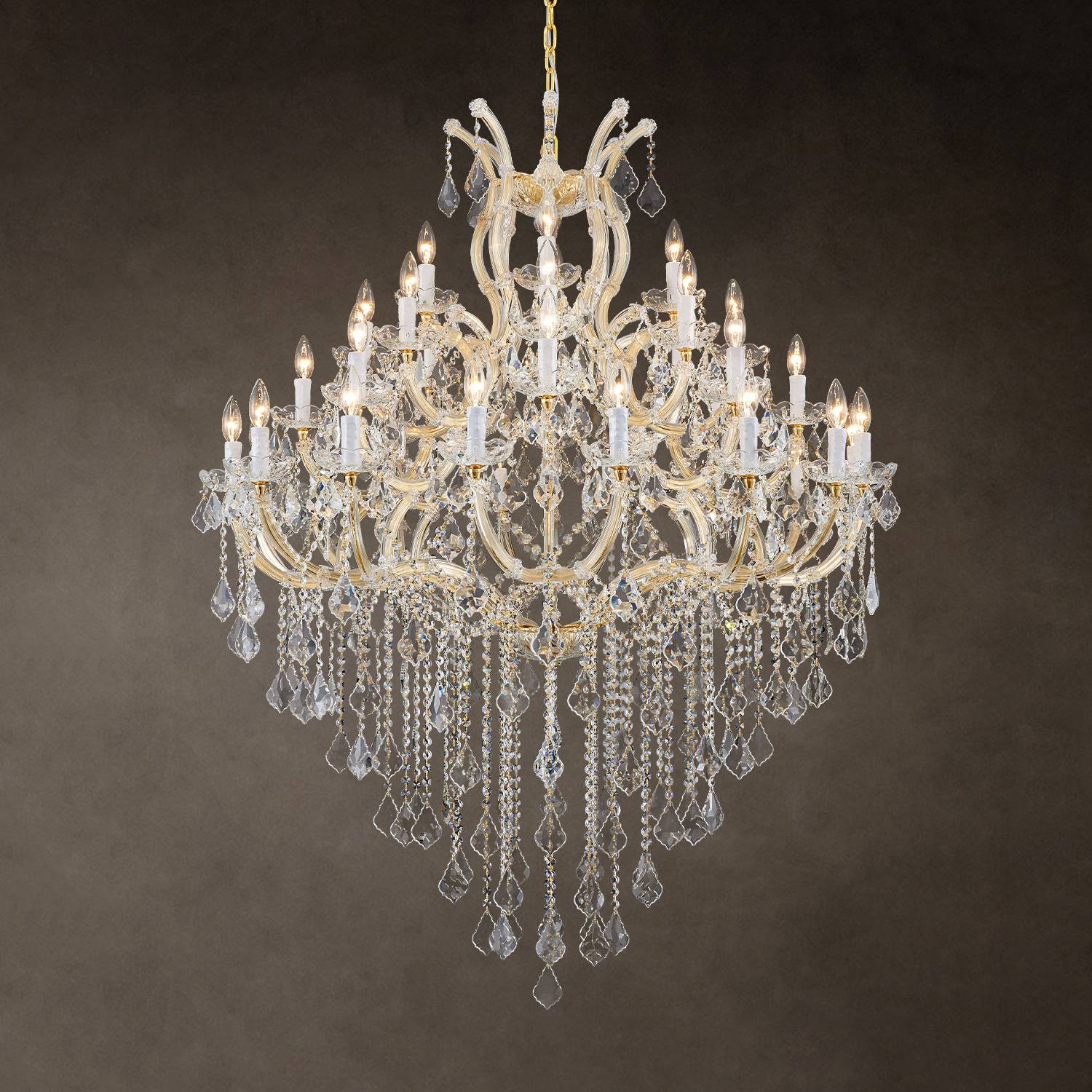 Maria Theresa 36-light large gold K9 crystal chandelier for hotel lobby
