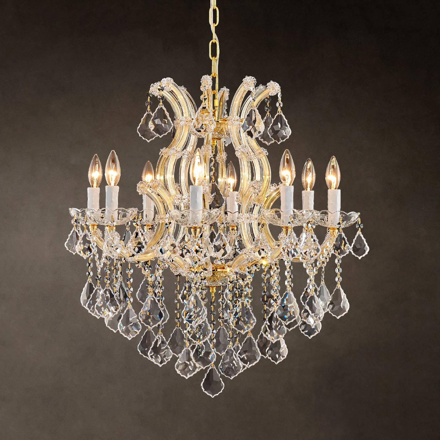 Maria Theresa 8-light gold K9 crystal chandelier for dining room and foyer