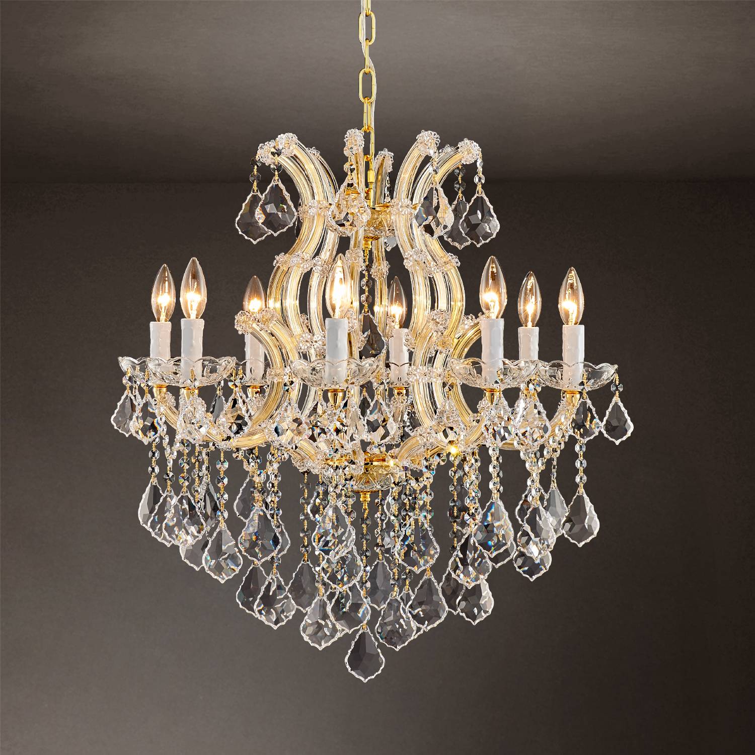 Maria Theresa 8-light gold K9 crystal chandelier for dining room and foyer