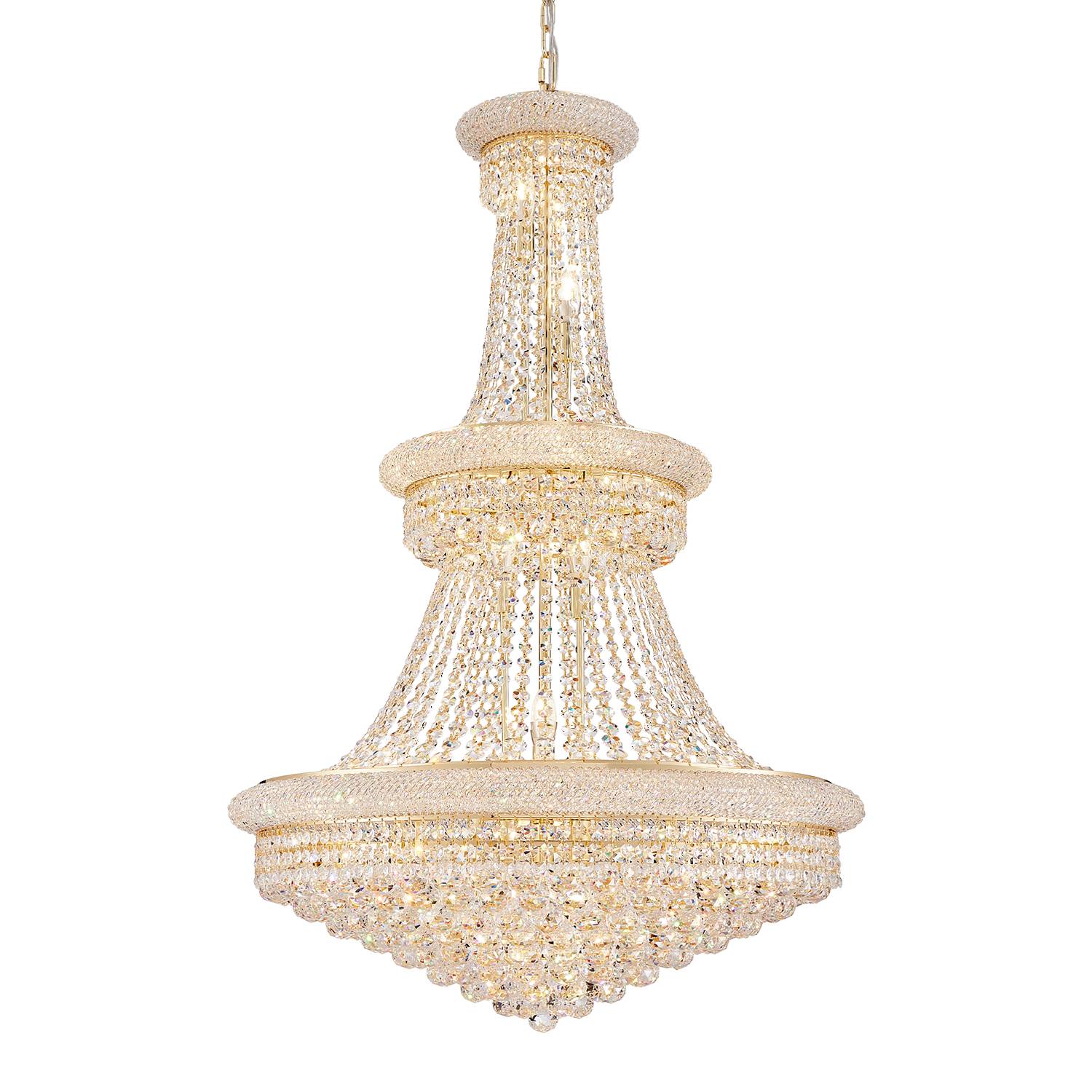 Gold Empire K9 crystal chandelier product image on white background
