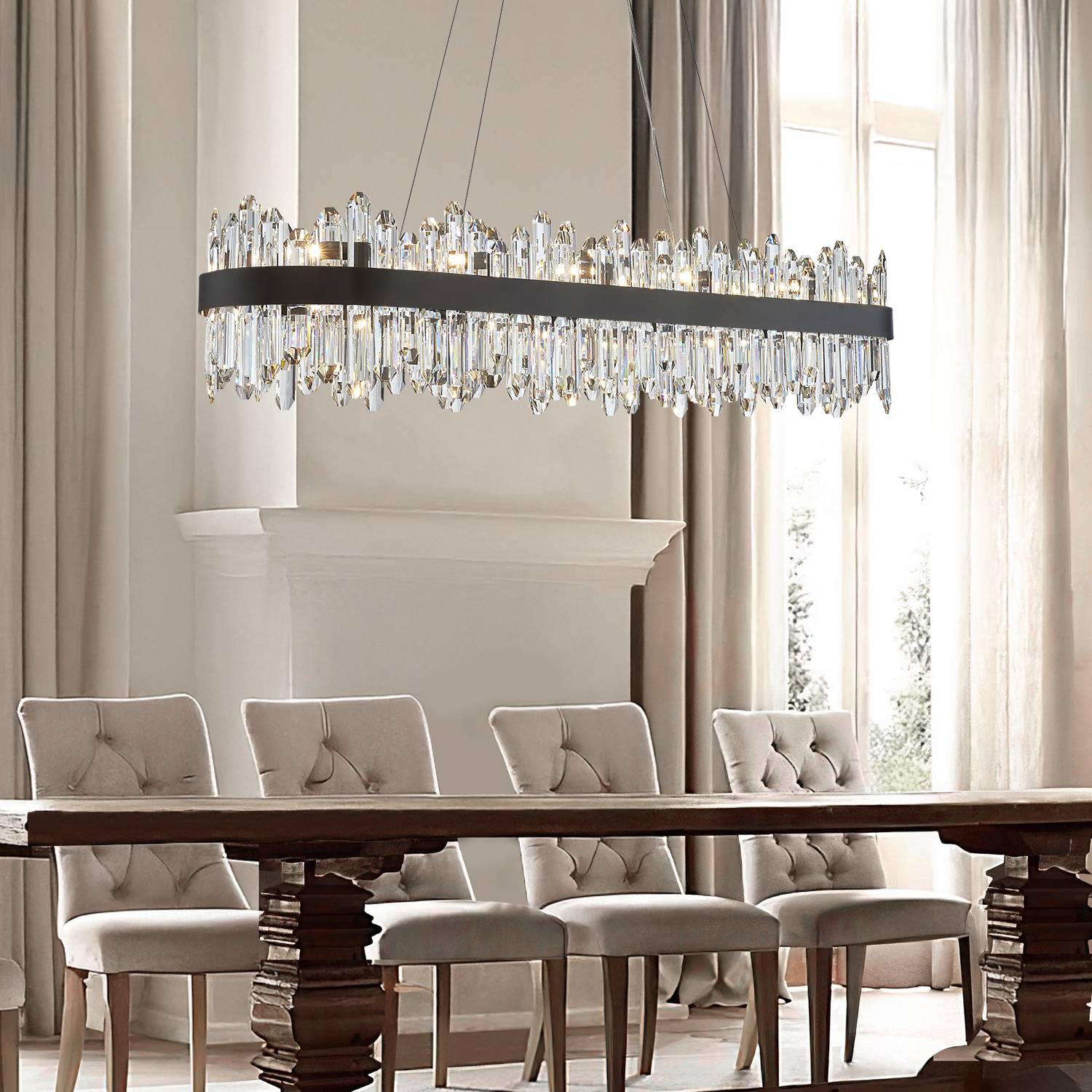 Oval Crystal Chandelier L45.3 inch, 24-Lights Gold Chandeliers Modern Crystal Chandelier Pendant Light Fixture G9 Lights Pendant Ceiling Light