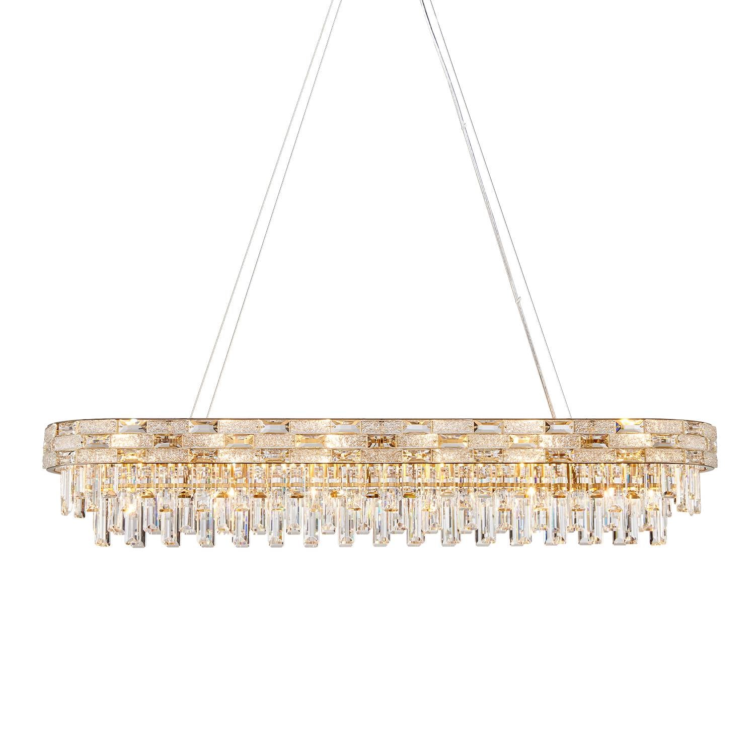 Oval gold K9 crystal chandelier product image on white background