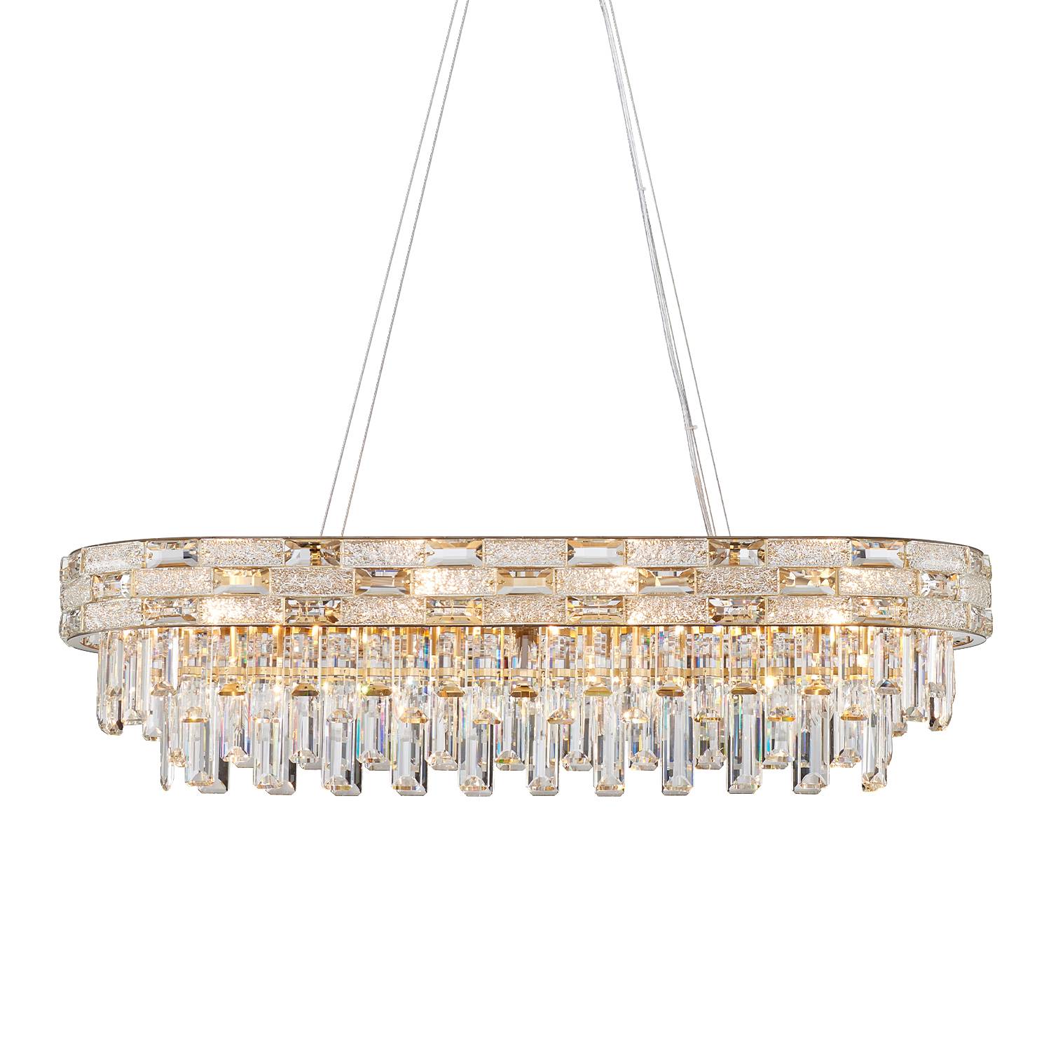 Oval gold K9 crystal chandelier product image on white background