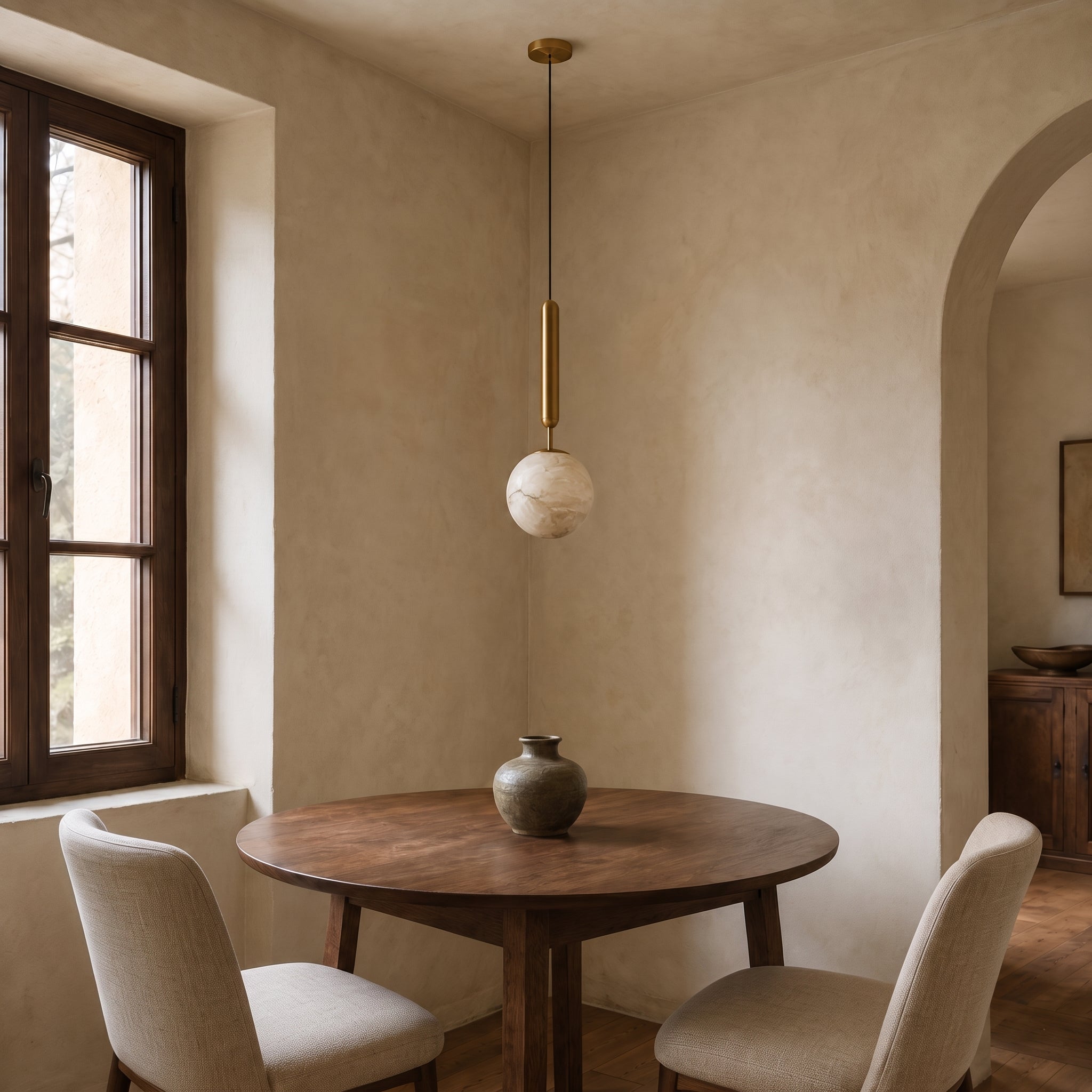 Bosso Alabaster Mini Pendant Light — Spanish Alabaster & Brass, 4.7" or 5.9"