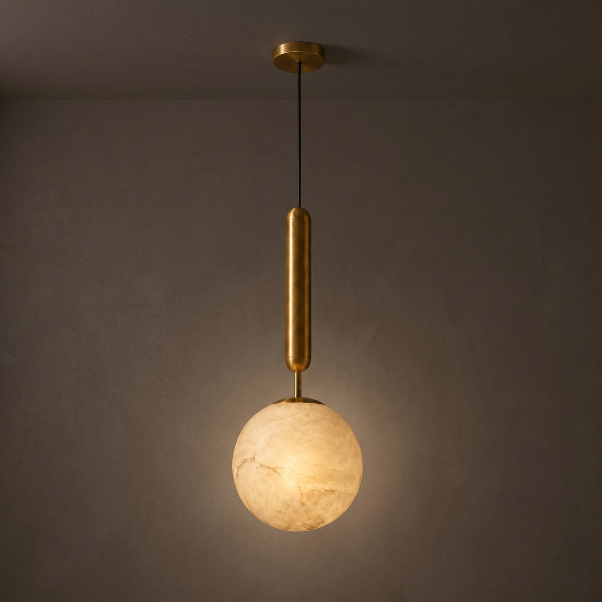 Bosso Alabaster Mini Pendant Light — Spanish Alabaster & Brass, 4.7" or 5.9"